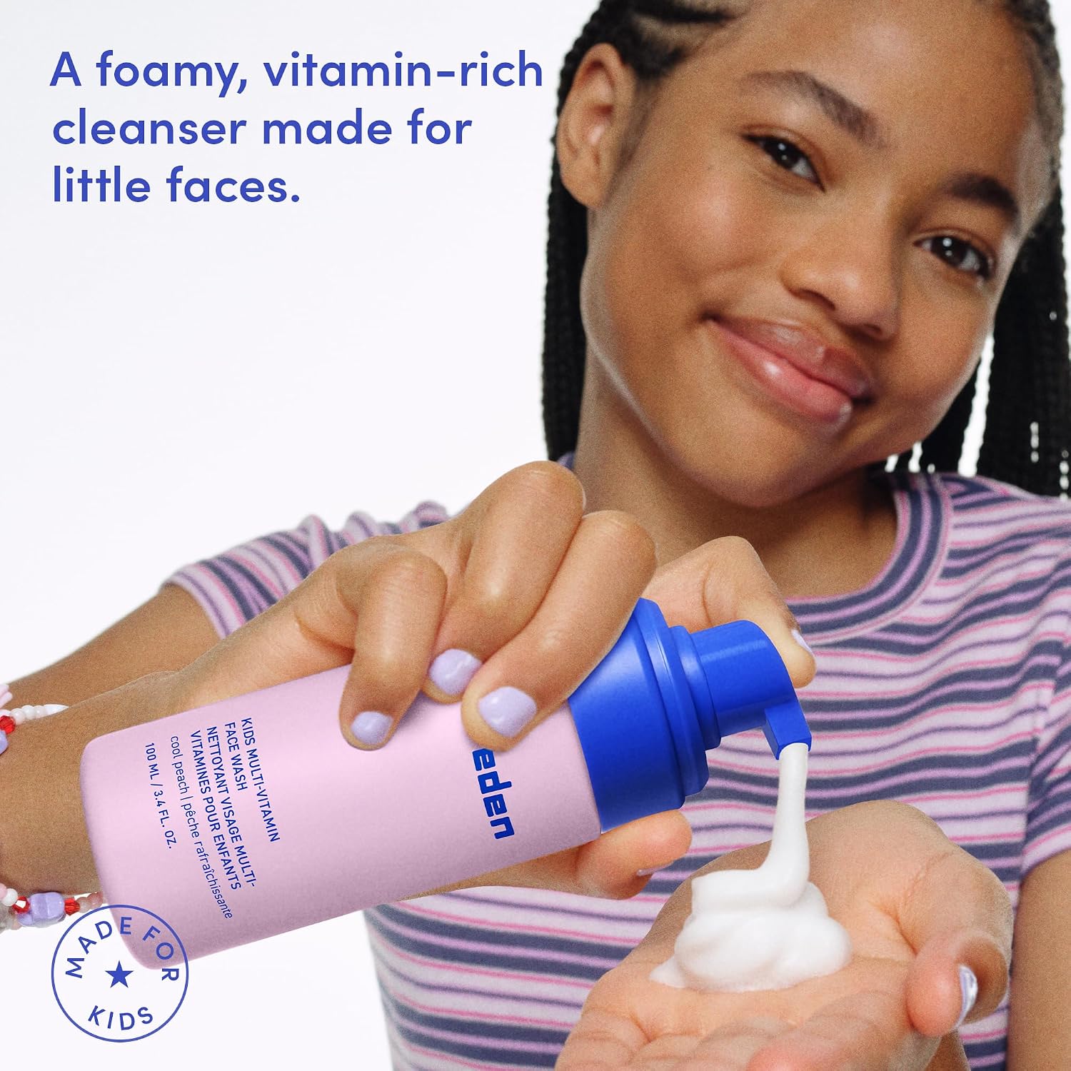 Evereden Kids Face Wash - 3.4 fl oz, Gentle Skin Care, Fresh Pomelo Scent, Gentle Foaming Cleanser, Non-Toxic and Hypoallergenic