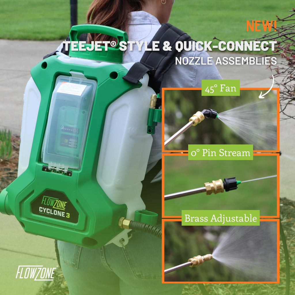 FlowZone Cyclone 3 Battery Powered Backpack Sprayer - Variable-Pressure 5-Position Electric Lawn & Garden Sprayer - 4 Gallon (Battery & Charger Included)
