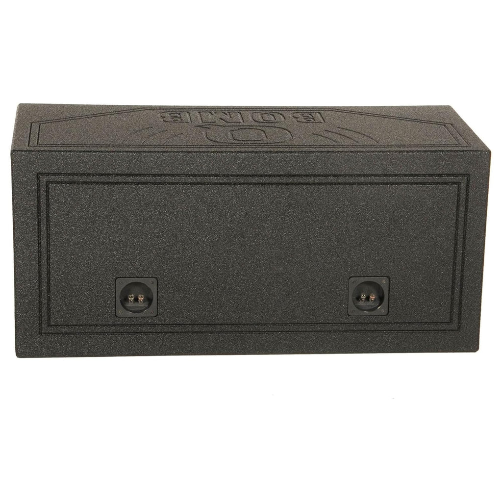 QPower 12 Inch Dual Subwoofer Box, High-Performance Vented Speaker Enclosure, Black - Car Audio and Sound System Accessories - Portable Equipment for Subwoofers