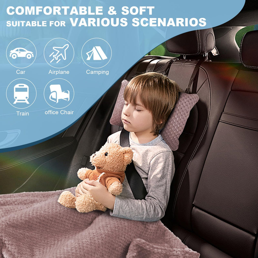 Travel Blanket Airplane Compact with Bag, Travel Essentials 3 in 1 Packable Airplane Blanket, Travel Pillow and Blanket Set, Inflatable Pillow, Luggage Sleeve & Backpack Clip (Camel)