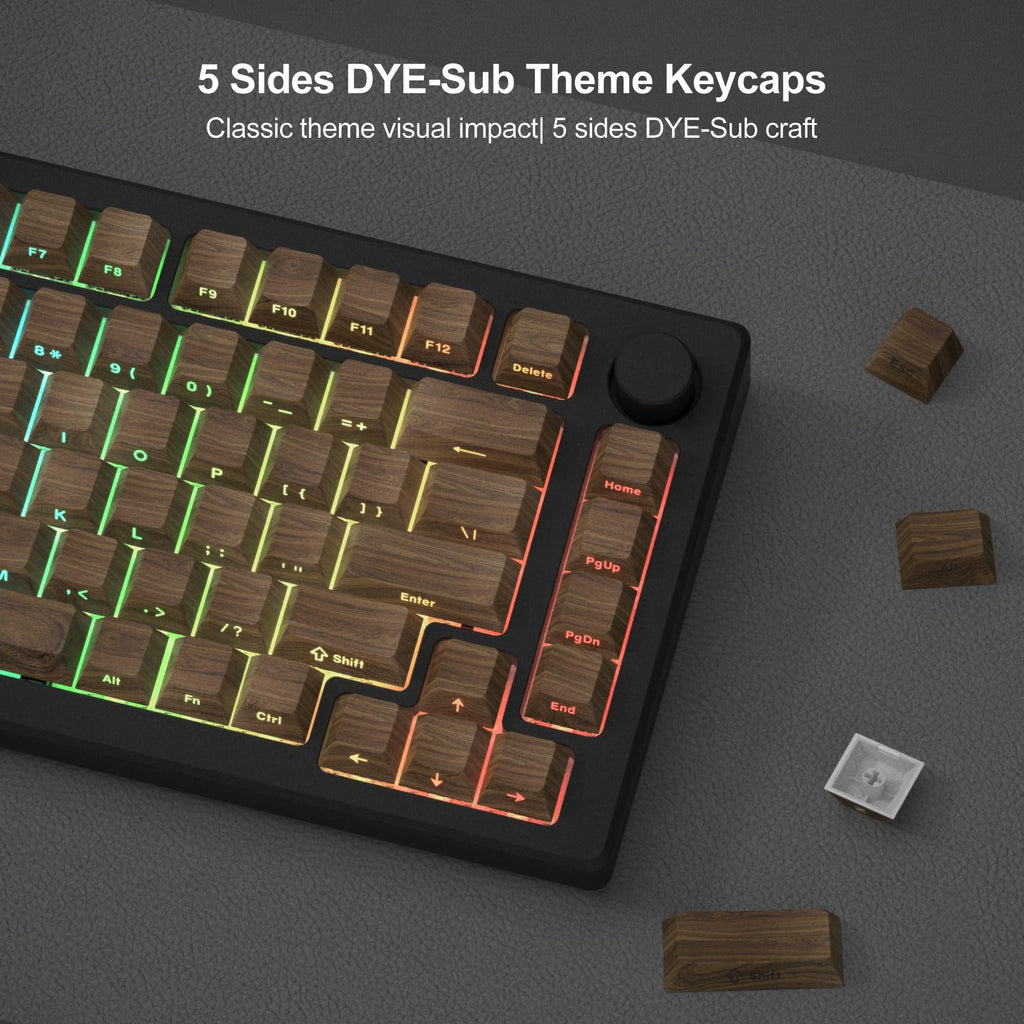 dagaladoo Black Topographic keycaps Double Shot PBT keycaps Shine Through Keyboard Keys Side Printed Key caps Cherry Profile Custom keycap Set for100%, 75%, 65%, 60% US Layout Mechanical Keyboard