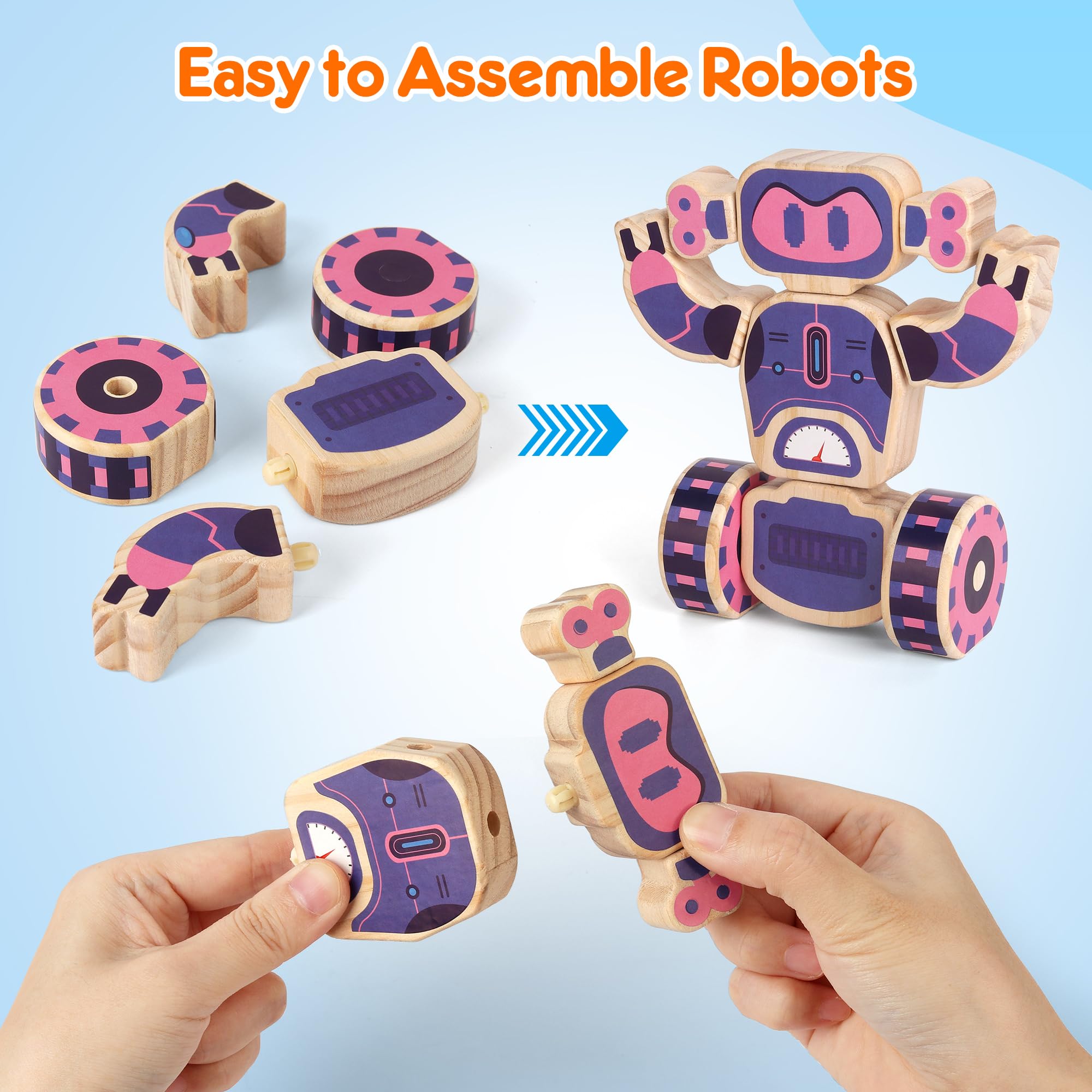 Mocoosy Wooden Dinosaur Painting Art and Craft Kit for Kids 4-8, Build & Decorate Your Own Dinos with Paint & Stickers, Wood Dinosaur Builder Game Montessoi Educational Toy Gift Toddler Boys Girls 3-5