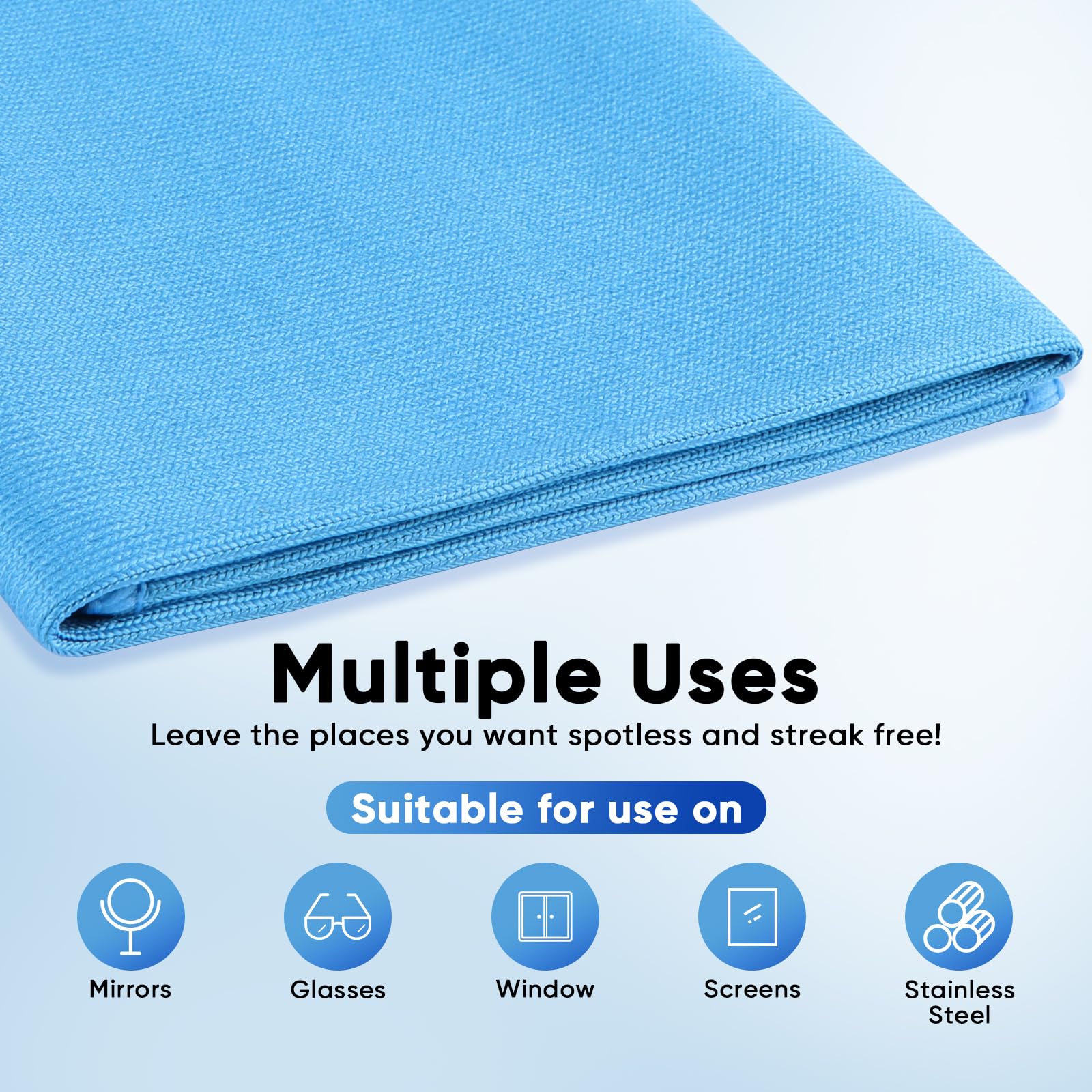 HOMEXCEL Microfiber Glass Cleaning Cloths 6 PK, Lint Free Streak Free, Reusable Microfiber Magic Cleaning Cloth for Cleaning Windows, Glasses, Mirrors, Screens, Stainless Steel, and More, Blue-14”×16”