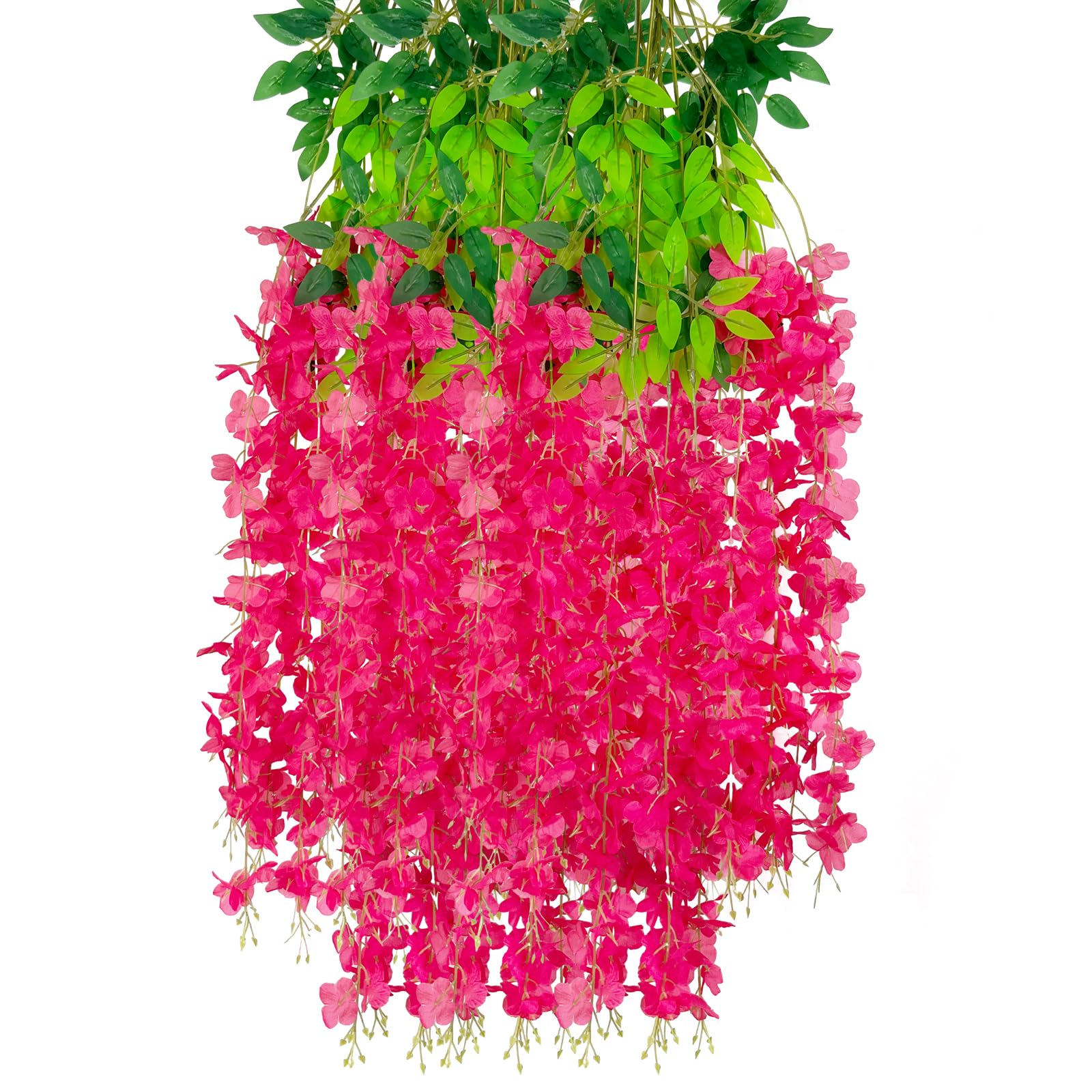 5 Pack Pink Wisteria Hanging Flowers Garland, 3.77 Feet Artificial Flower Vines, Fake Wisteria, Artificial Vines Hanging Garland for Backdrop Outdoor Yard Garden Decor