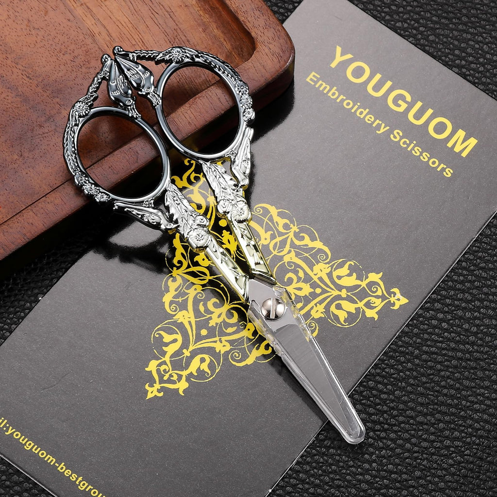 YOUGUOM Small Craft Scissors, Little Travel Sharp Embroidery Scissors All Purpose, Straight Tips Mini Sewing Shears, Precision Detail Thread Cutting Snips