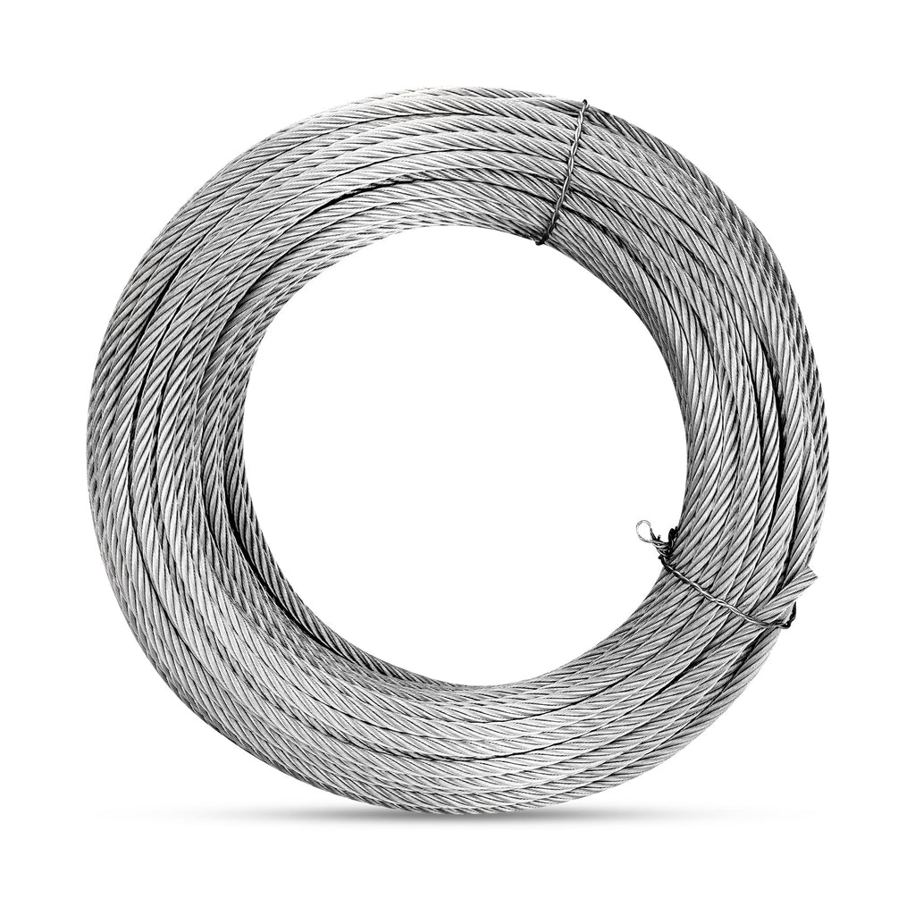 Thickened 3/16" 25ft Stainless Steel Cable with Wire Rope Clip, Thimble and Aluminum Crimping Loop Sleeve, 7X19 Strands Aircraft Cable, 3700lbs Breaking Strength for Deck Railing, String Lights