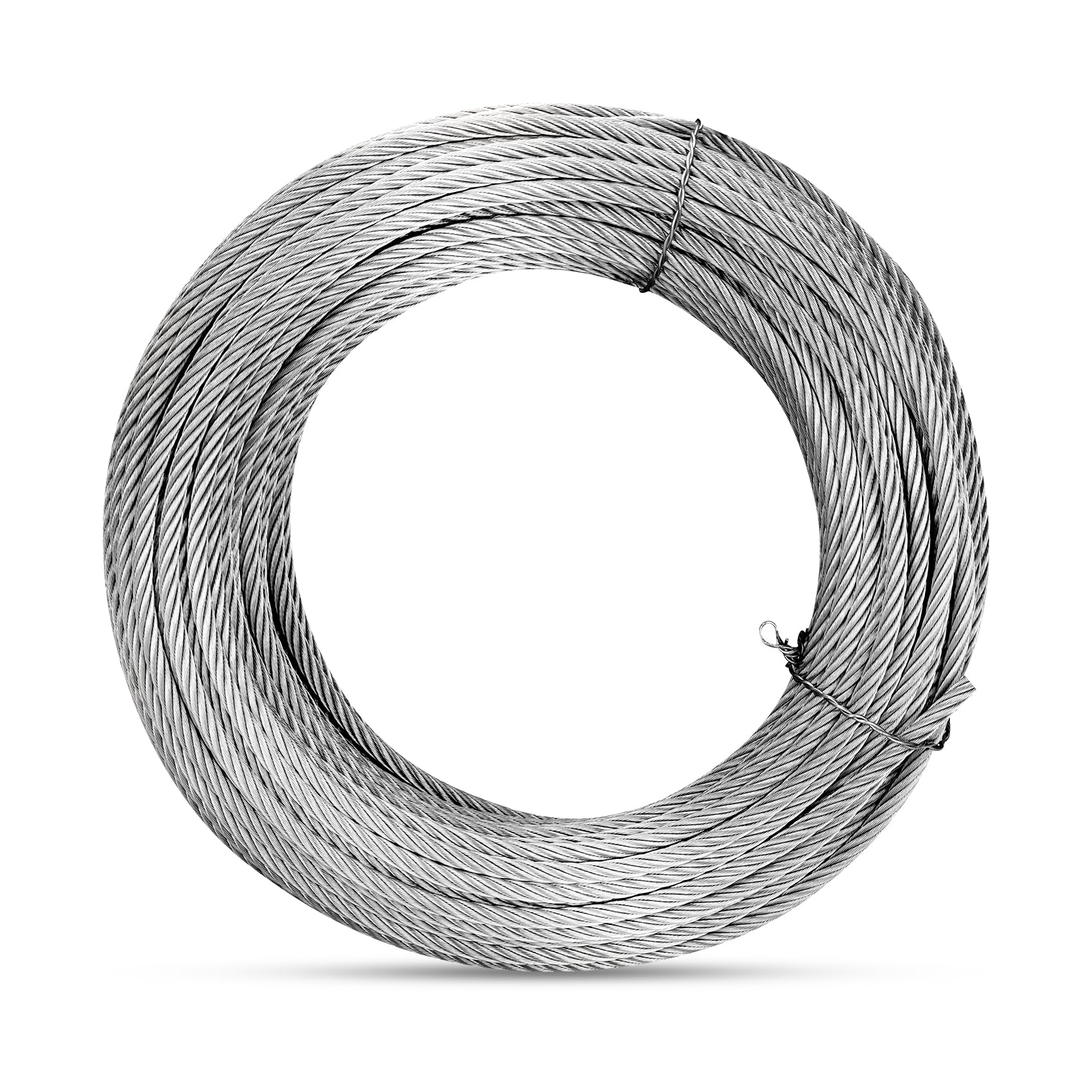 Thickened 3/16" 25ft Stainless Steel Cable with Wire Rope Clip, Thimble and Aluminum Crimping Loop Sleeve, 7X19 Strands Aircraft Cable, 3700lbs Breaking Strength for Deck Railing, String Lights