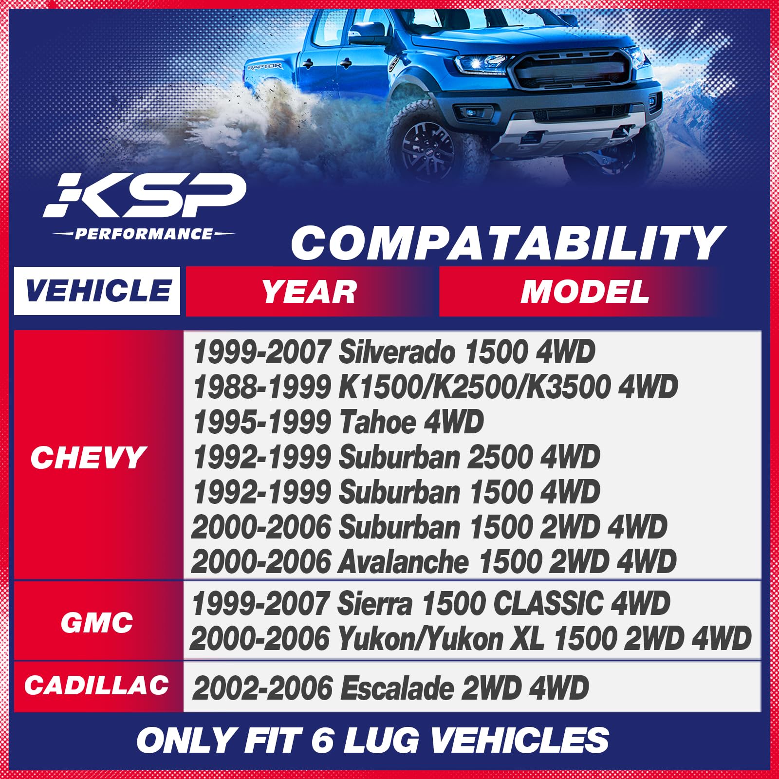 KSP 1-3" Torsion Bar Key For Silverado Sierra 1500, Adjustable Forged Torsion Lift Kits Fit K1500 K2500 K3500 Tahoe Yukon Suburban,Steel Suspension Level Kit Compatible With Chevy GMC 6 Lug Truck SUV