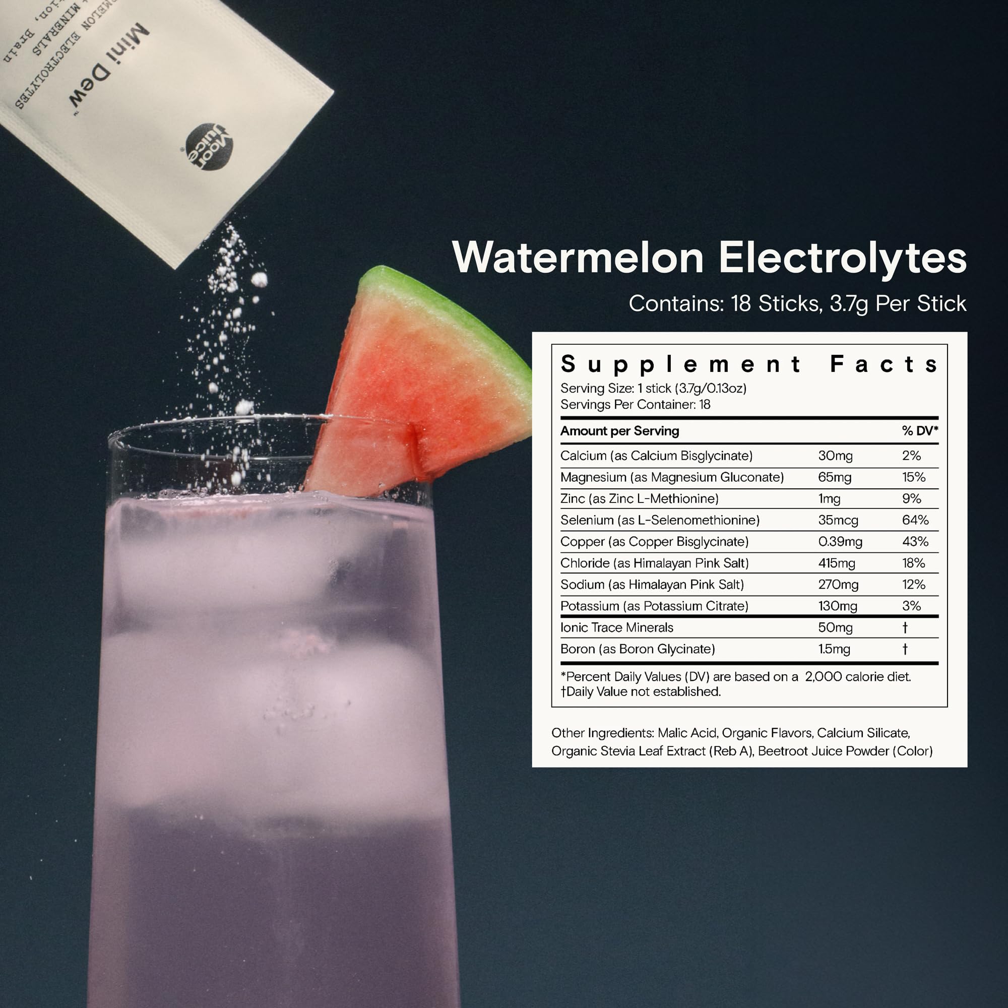 Moon Juice Mini Dew Electrolytes Powder - Sugar Free Minerals & Electrolyte Hydration Powder for Instant Hydration & Brain Support - Magnesium, Calcium, Potassium, Pink Salt, Pomelo, 30 Servings