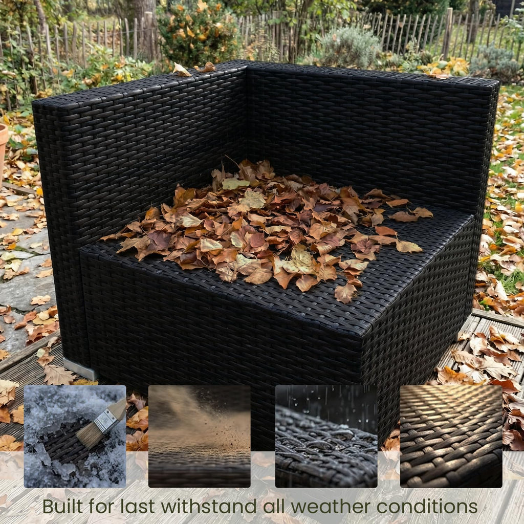 LayinSun 7 Pieces Outdoor Patio Furniture Set with 44" Fire Pit Table Rattan Sectional Sofa Conversation Sets