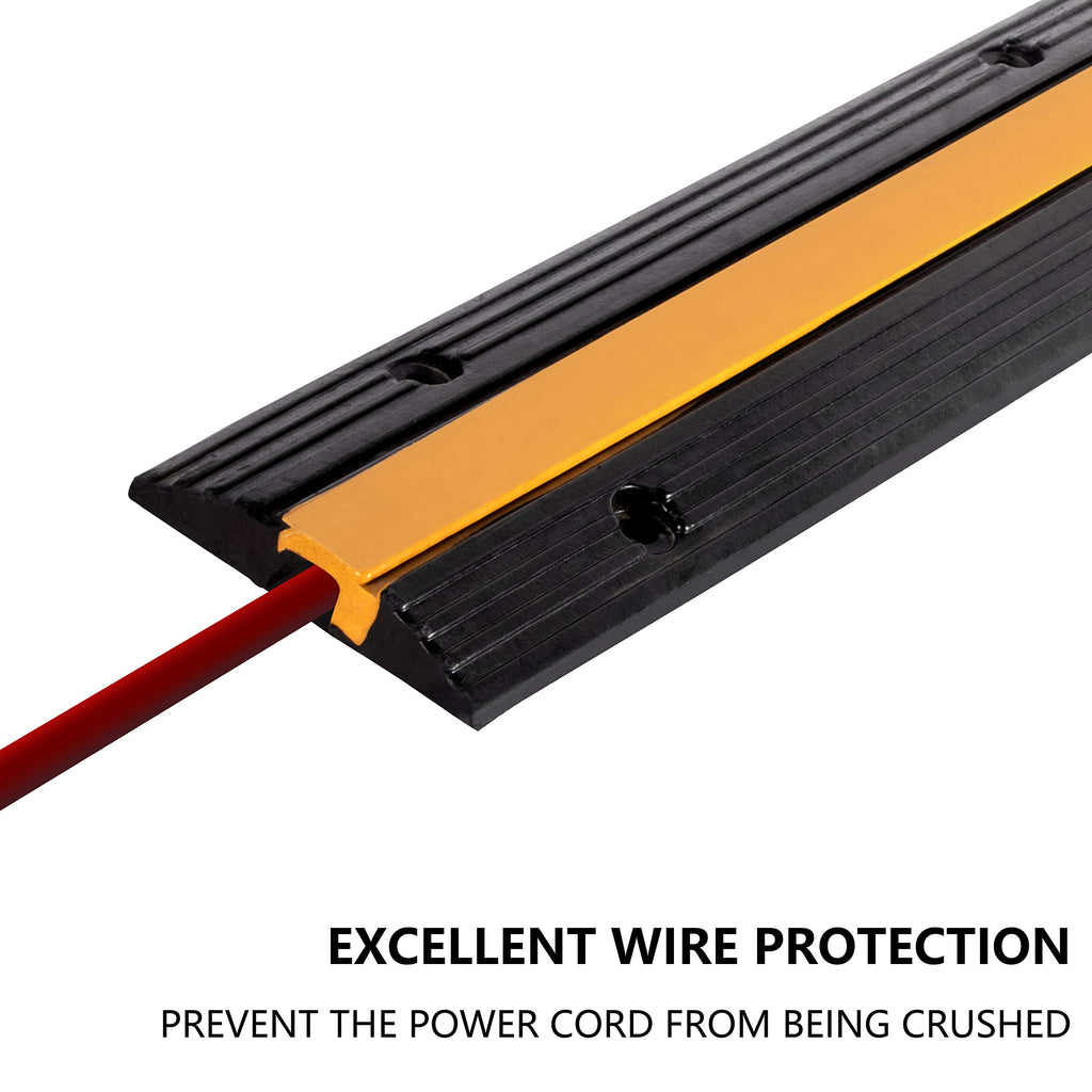 4 Pack Rubber Cable Ramp Hose Cable Protector Ramp 1 Channel 11000Lbs Load Capacity Traffic Speed Bump Wires Power Lines Extension Cord Cover for Indoor Outdoor