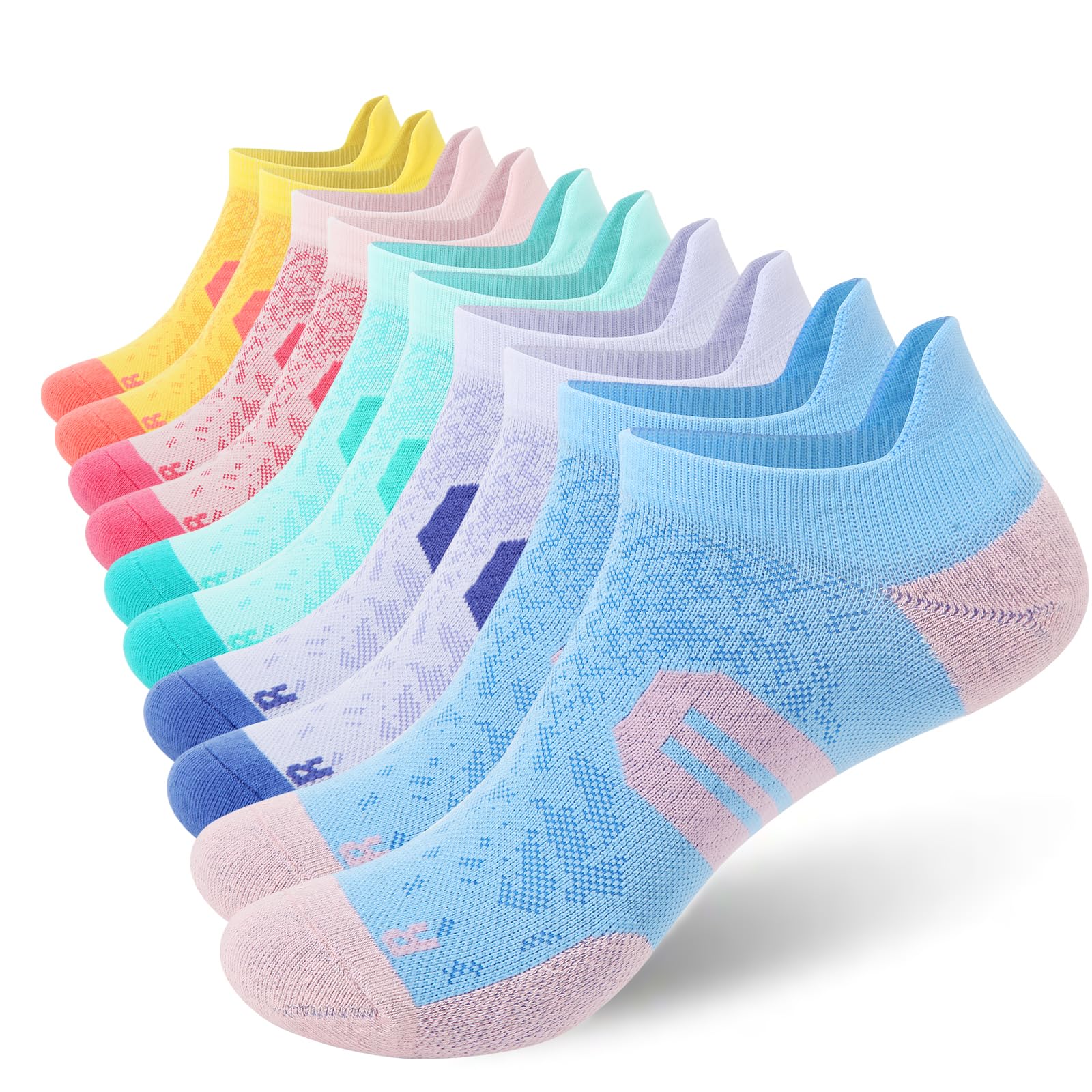 BUDERMMY Womens Ankle Compression Socks with Arch Support Athletic Low cut Running Socks for Women Workout Cushion 5 Pairs