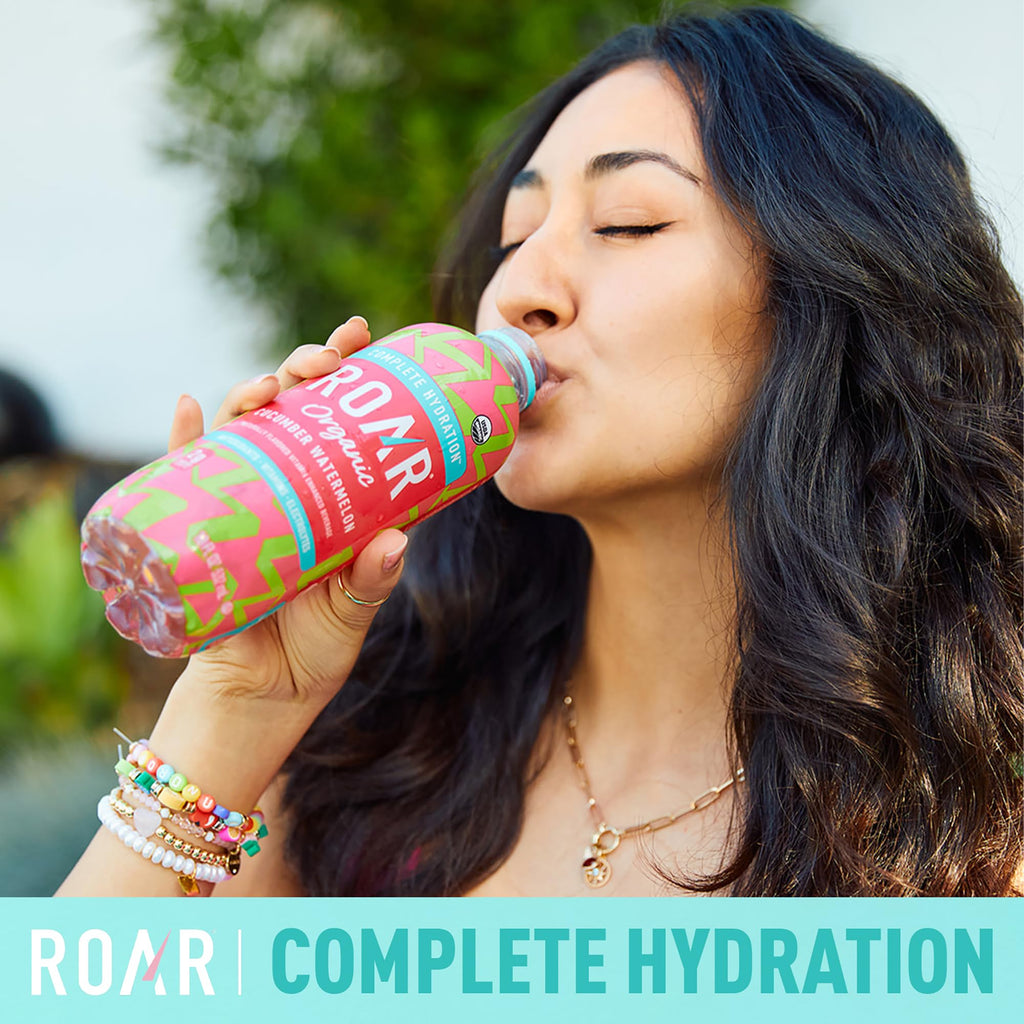 ROAR Complete Hydration Organic - Electrolyte Drinks Loaded with Vitamins C, B5, B12 - Non-GMO, Gluten-Free - Strawberry Lemonade - 12 pc