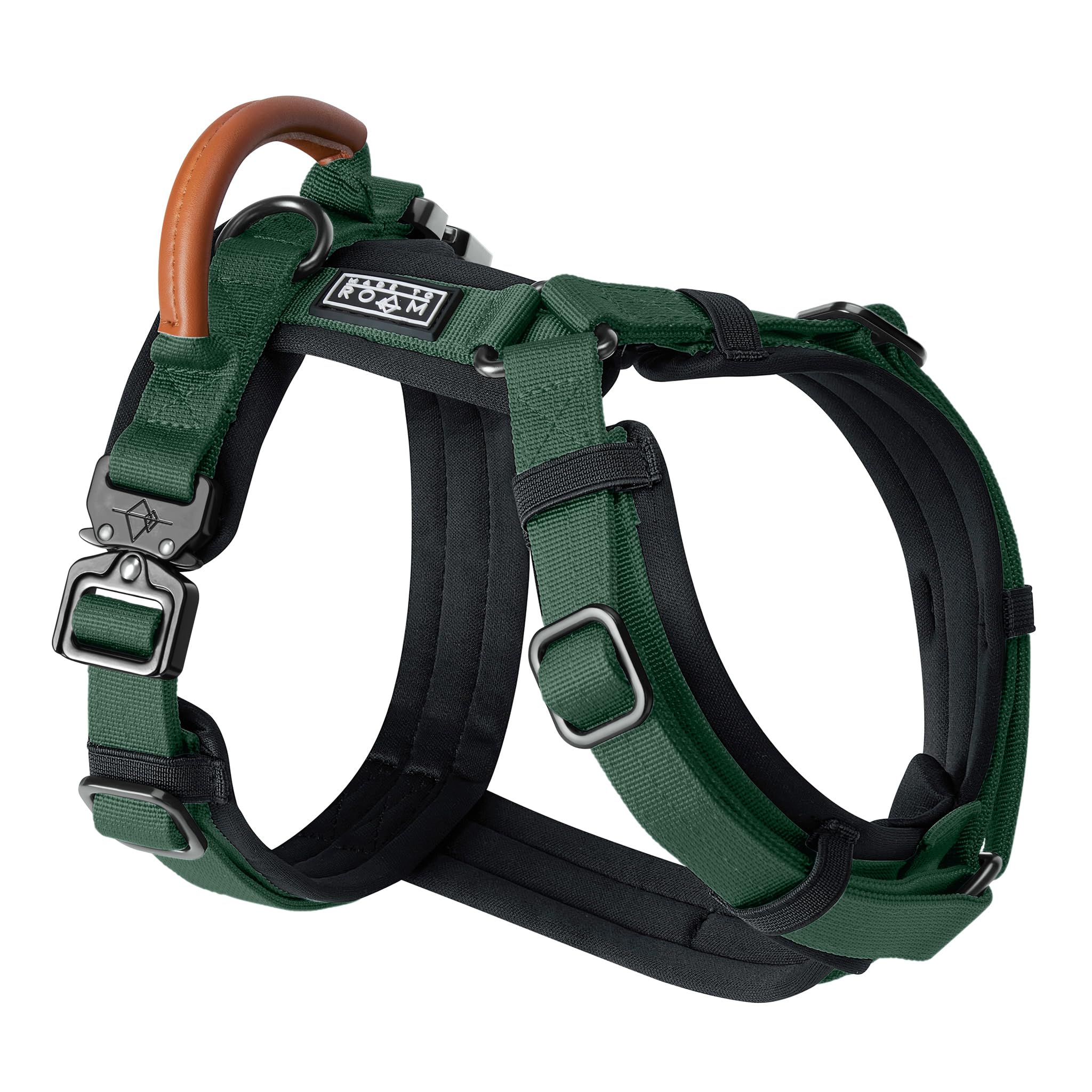 MADE TO ROAM Premium Explorer Harness - Y-Shaped Dog Harness with Adjustable Durable Nylon, Soft Padding, Metal Buckles and Leather Handle for Small, Medium, Large Dogs (Alaska Daybreak, Size 1)