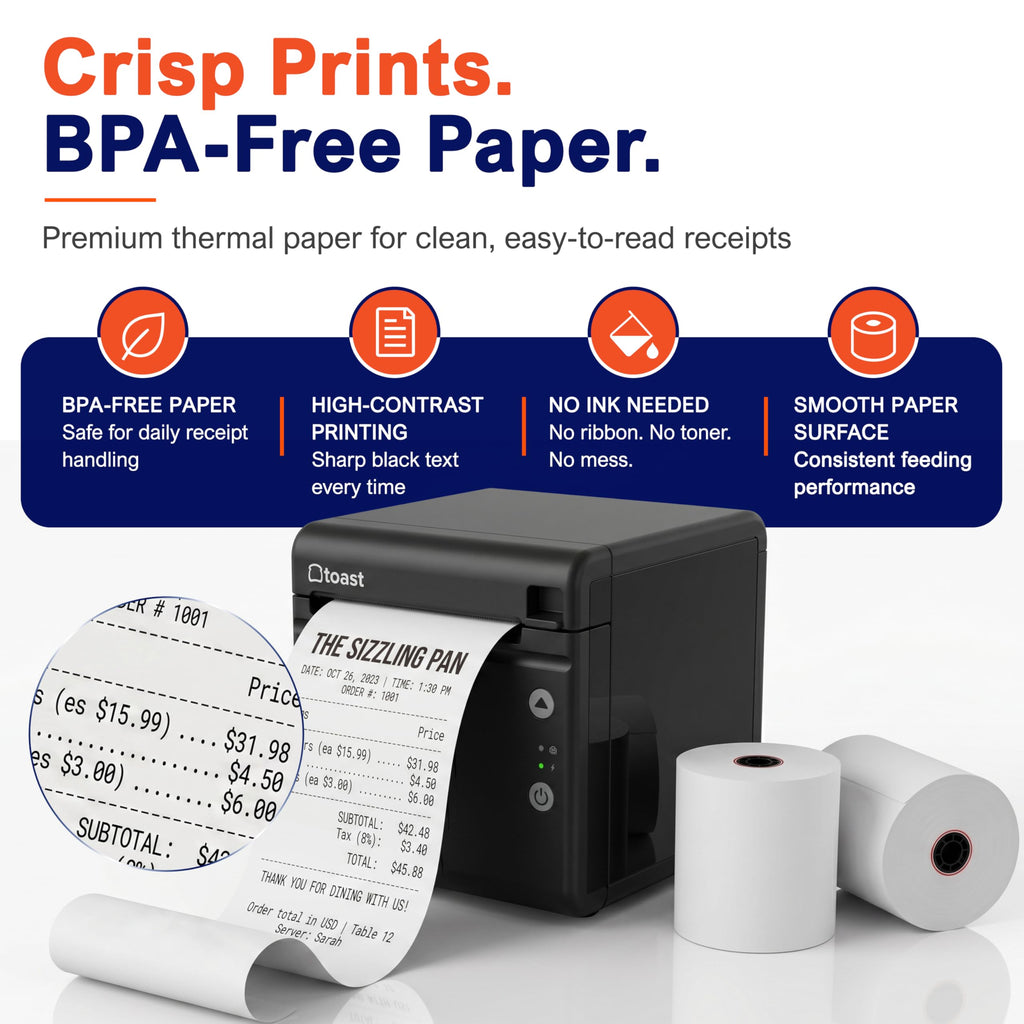 Thermal Printer Paper Roll for Toast TP200 Receipt Printer Point of Sale (06 rolls)