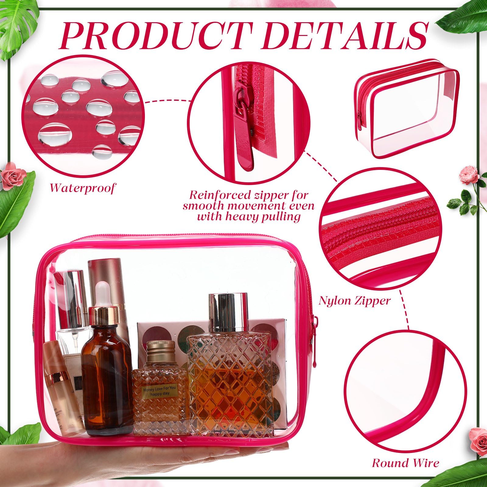 Weewooday 12 Pieces Clear Makeup Bags Cosmetic Storage Bags PVC Zipper Pouches Travel Waterproof Makeup Plastic Case for Women Organizing Toiletries Traveling Bathroom(Medium,Black)