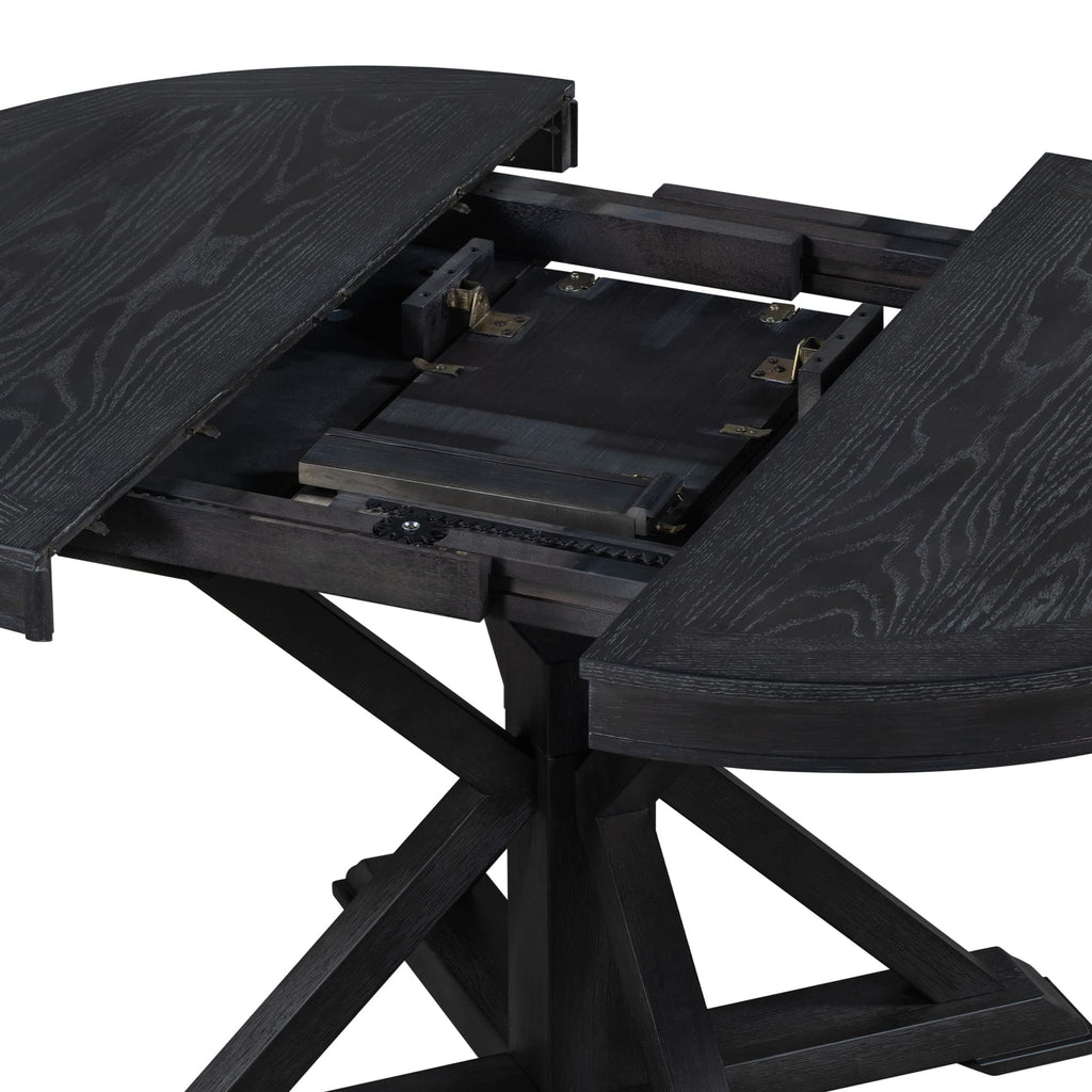 LUMISOL Round Dining Table for 4-6 People, 41"-57" Extendable Kitchen Table with 16" Removable Leaf for Small Places, Kitchen, Dining Room, Espresso