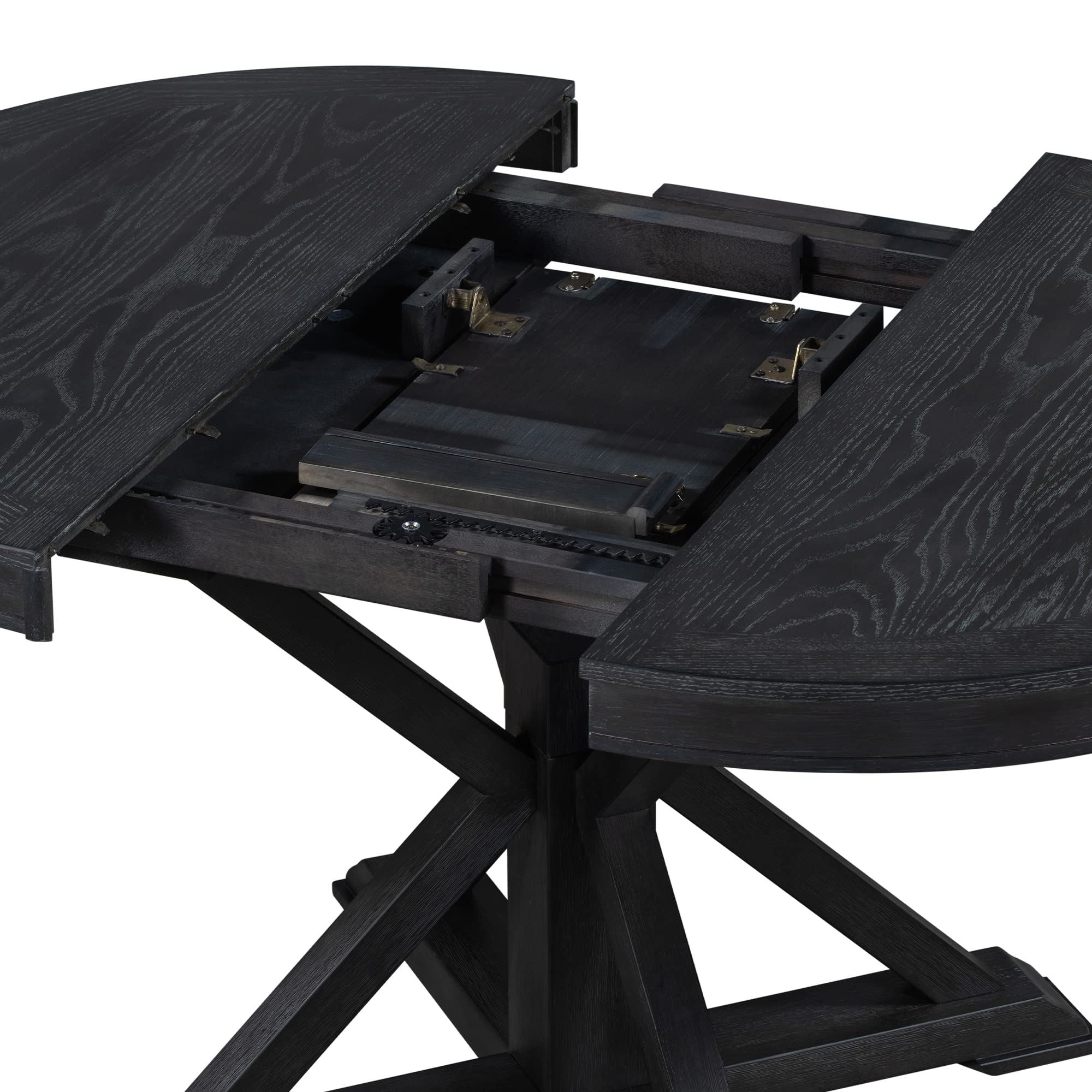 LUMISOL Round Dining Table for 4-6 People, 41"-57" Extendable Kitchen Table with 16" Removable Leaf for Small Places, Kitchen, Dining Room, Espresso