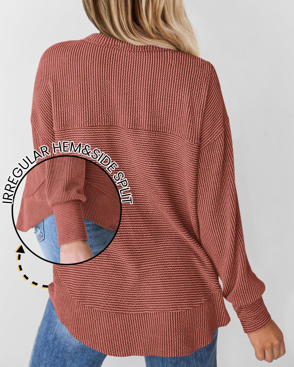 KIRUNDO Going Out Tops for Women Henley Shirts 2025 Casual Ribbed Knit Long Sleeve Tunic Summer Fall Button V Neck Blouse