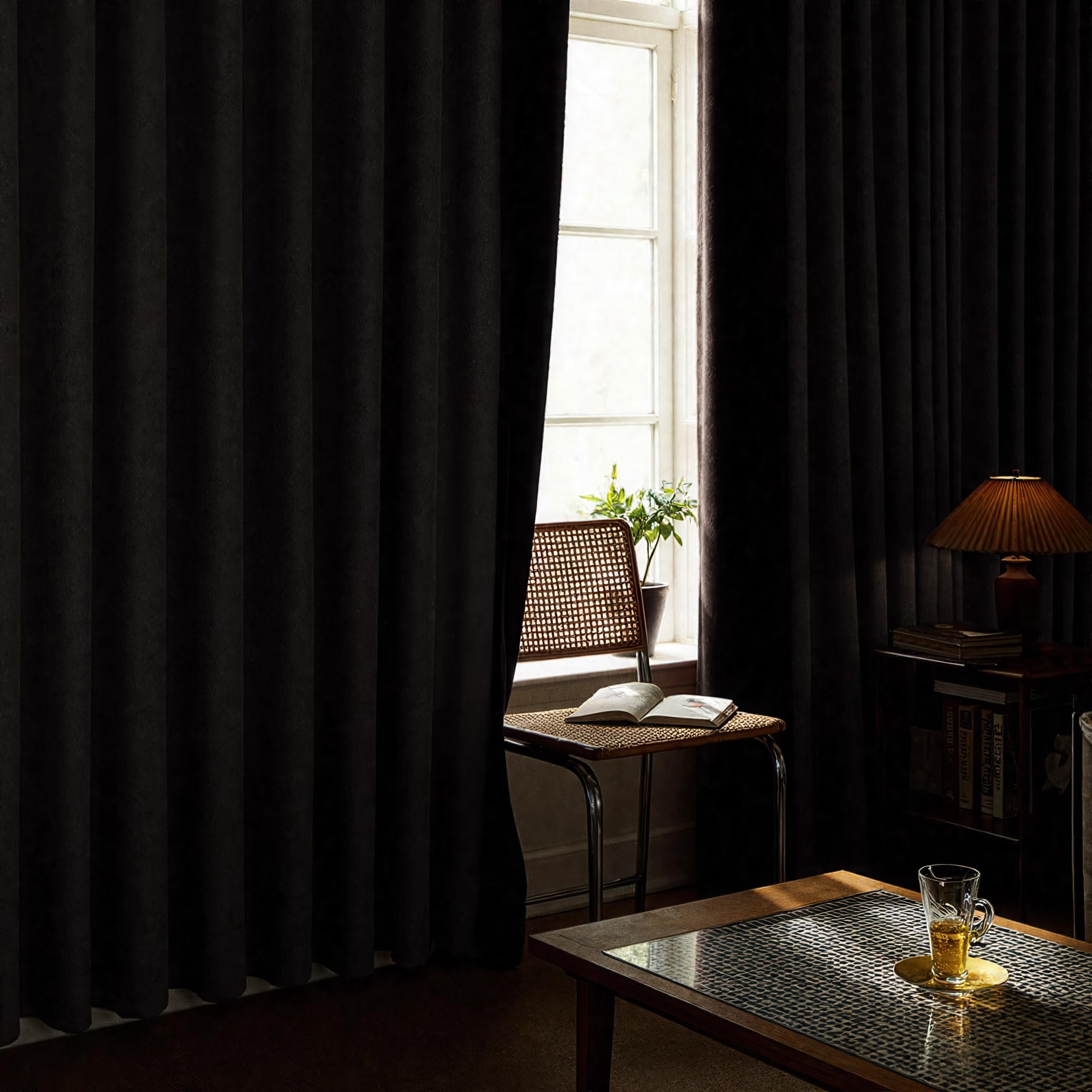 Short Small Linen Blackout Curtains 54 Inch Length 2 Panels Set for Bedroom Living Room Grommet 100% Black Out Linen Drapes Room Darkening Window Curtains 54 Inches Long Dark Gray
