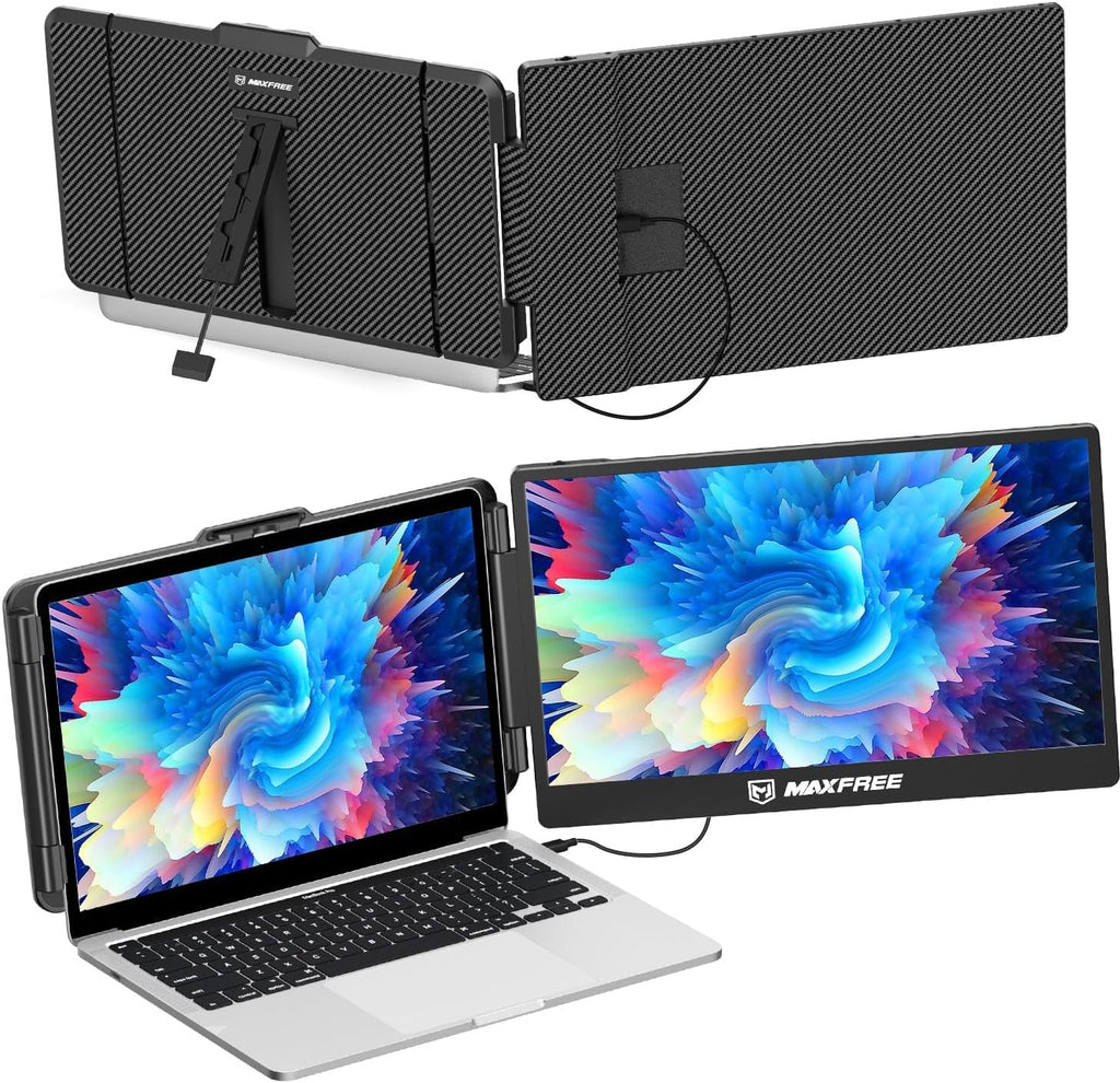 Maxfree Laptop Screen Extender, S1 14'' Laptop Monitor Extender Dual Screen Plug & Play, 1080P FHD Portable Monitor for 13.3-17'' Laptops, Compatible with macOS/Windows/Dex/Android/Switch/PS5