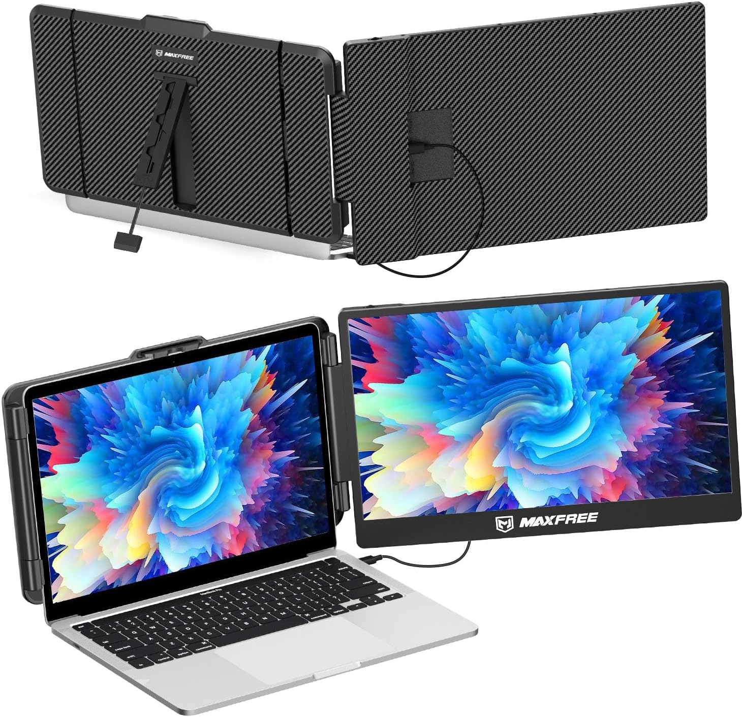 Maxfree Laptop Screen Extender, S1 14'' Laptop Monitor Extender Dual Screen Plug & Play, 1080P FHD Portable Monitor for 13.3-17'' Laptops, Compatible with macOS/Windows/Dex/Android/Switch/PS5