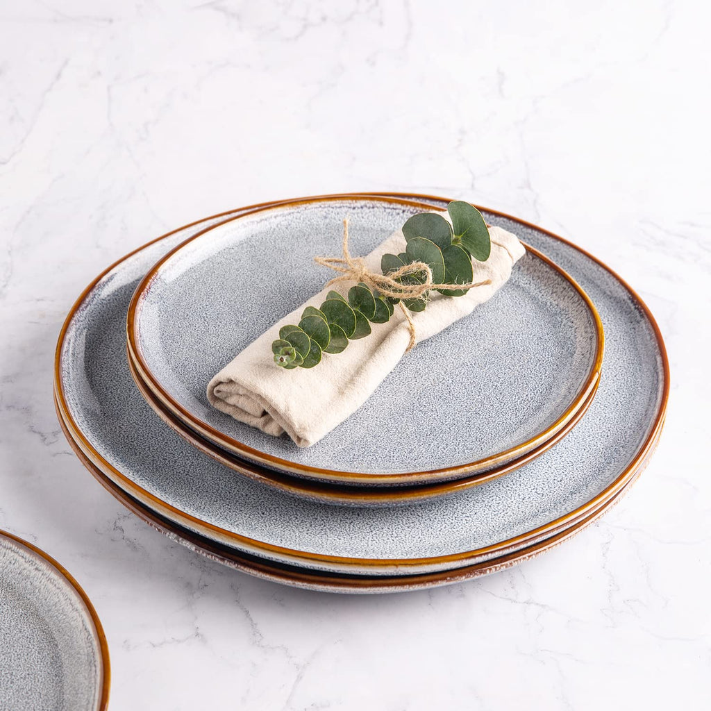 AmorArc 8.5" Ceramic Plates Set of 6 | Handmade Stoneware with Reactive Glaze for Dessert, Salad, Appetizer & Dinner | Microwave/Dishwasher Safe, Scratch Resistant