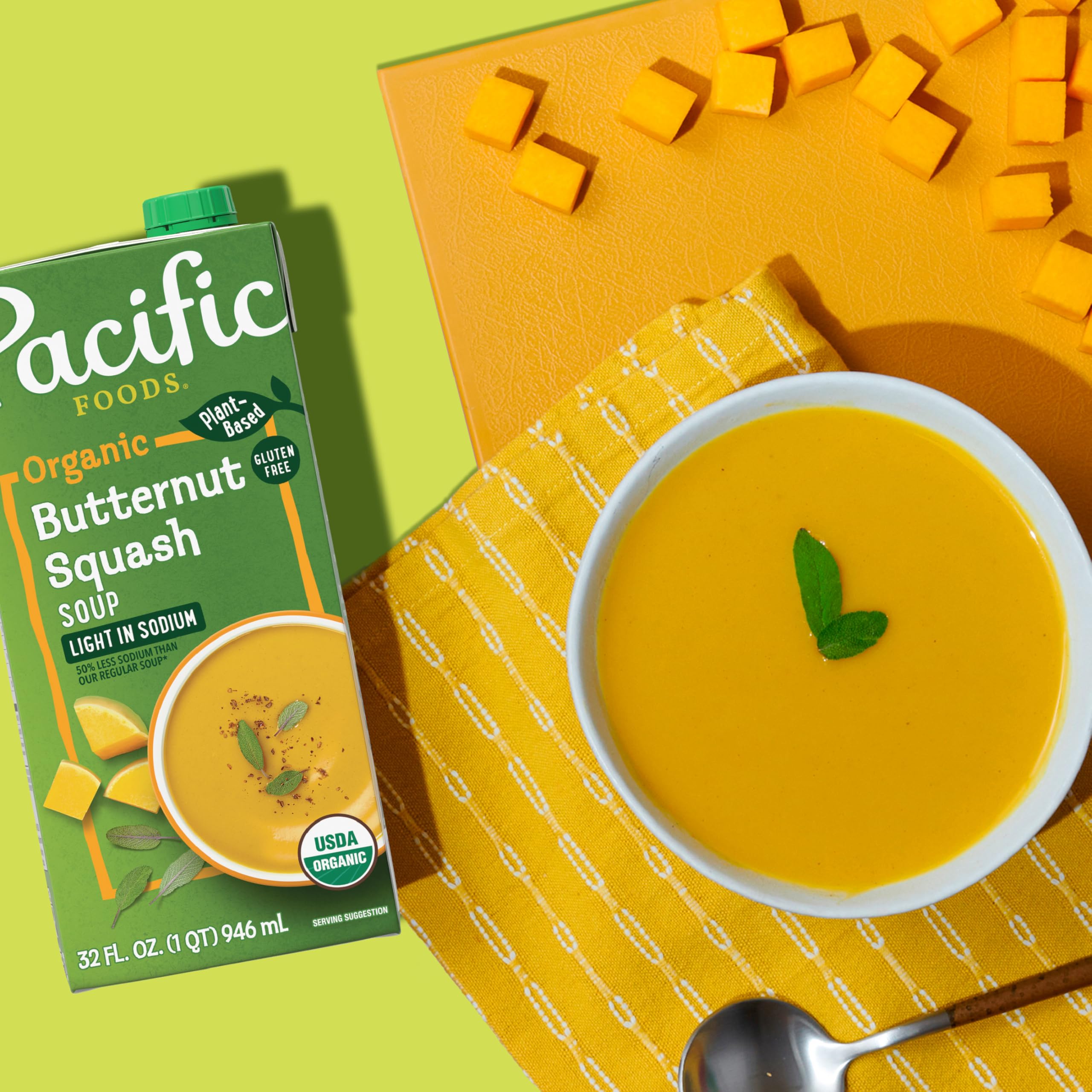 Pacific Foods Light in Sodium Organic Butternut Squash Soup, 32 oz Carton (Pack of 2)