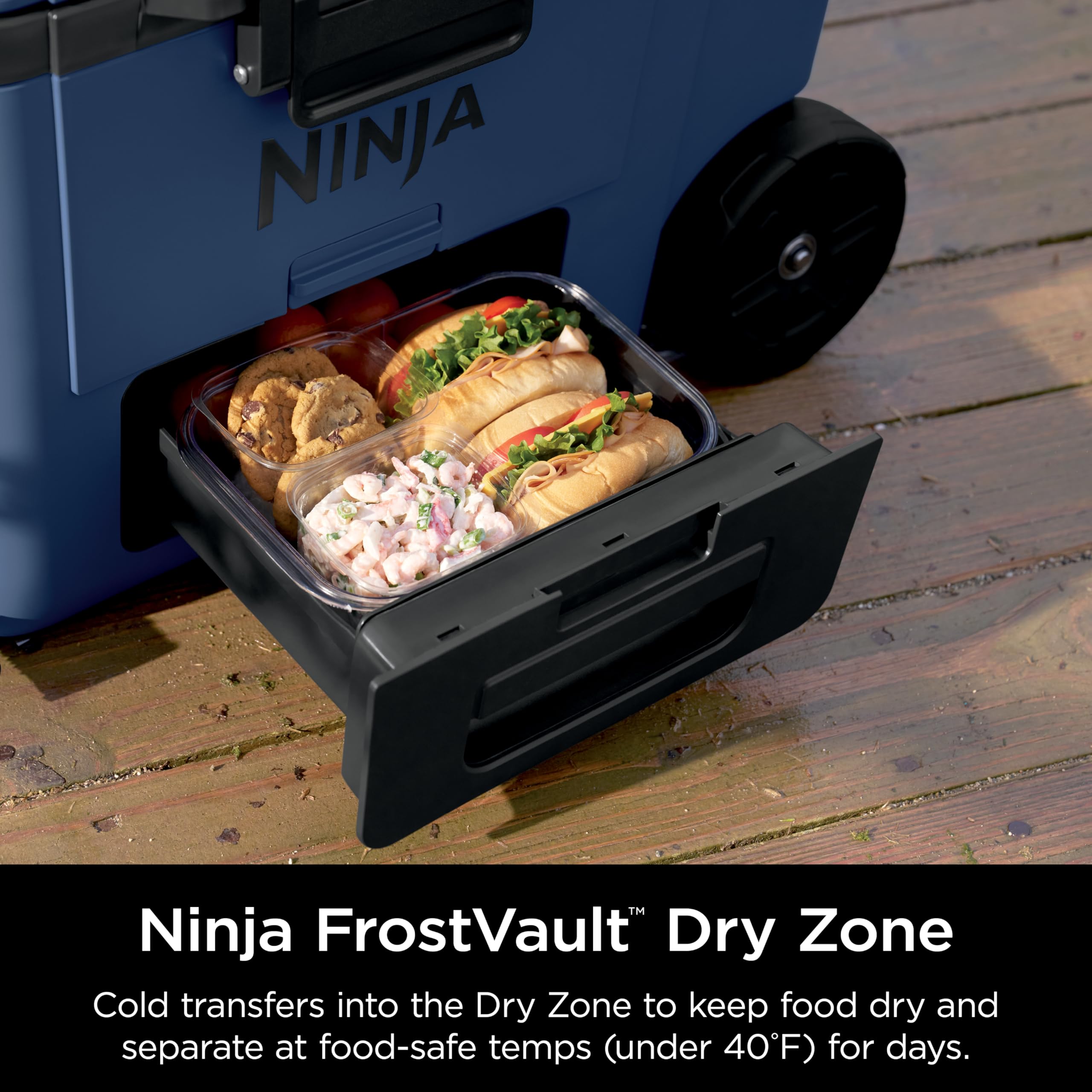 Ninja FrostVault | 65qt Wheeled Cooler with Cold Dry Zone | Integrated Fridge-Temp Dry Storage Drawer | Premium Heavy-Duty Insulated Cooler | Keeps Ice for Days | Charcoal Gray | FB265CG