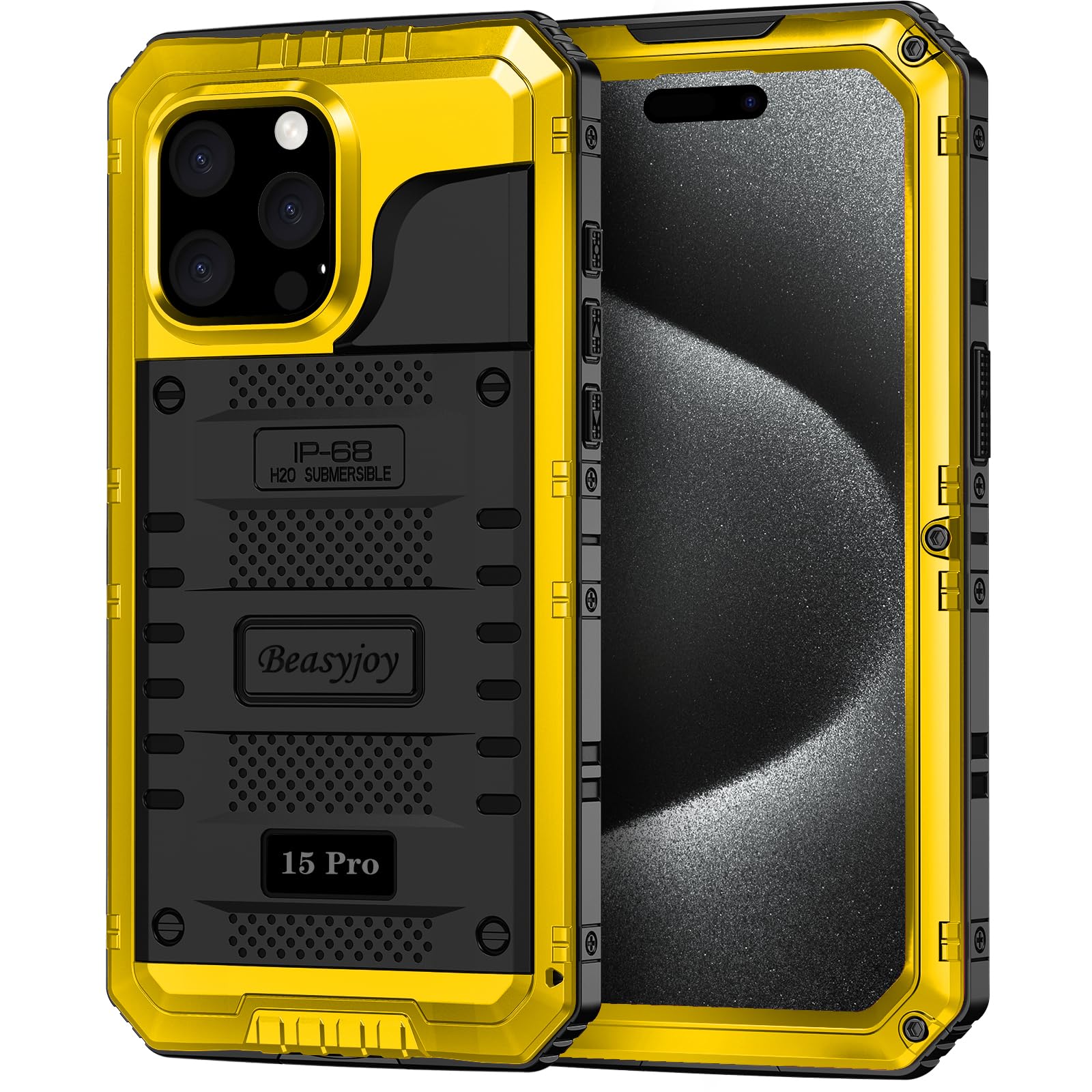 Beasyjoy for iPhone SE 2022/2020/ 8/7 Metal Case, Waterproof Heavy Duty Case with Screen Protector, Full Body Protection Military Grade Shockproof Defender Durable Sturdy Rugged Aluminum Cover, Black
