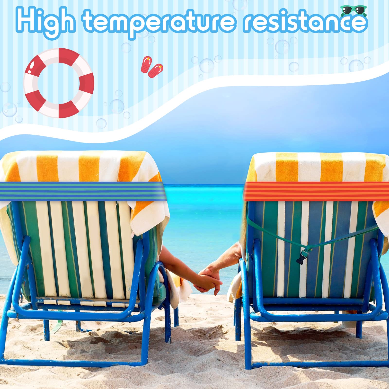 Boao 4 Pack Towel Bands for Beach Chair, Pool & Cruise Essentials, Elastic and Windproof, Towel Chair Clips Lounge Strap Holder, Cruise Ship Accessories (American Flag)