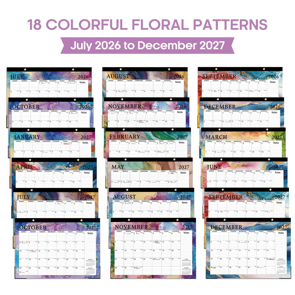 Desk Calendar 2026-2027, 21-Month Calendar Runs Until June 2027, Large 17" x 12" Monthly Desktop & Wall Calendar for Home & Office - Floral