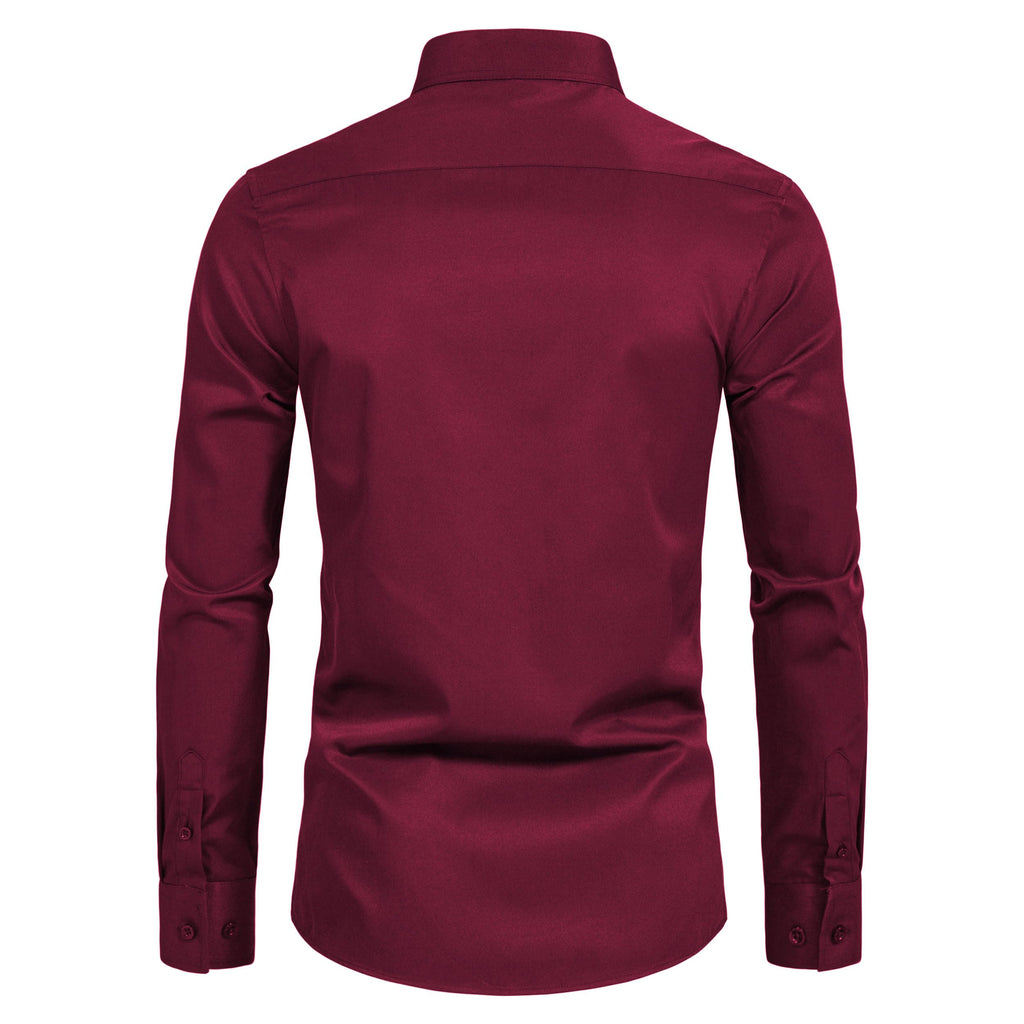 Men’s Banded Collar(Mandarin Collar) Long Sleeve Casual Solid Fancy Dress Shirts