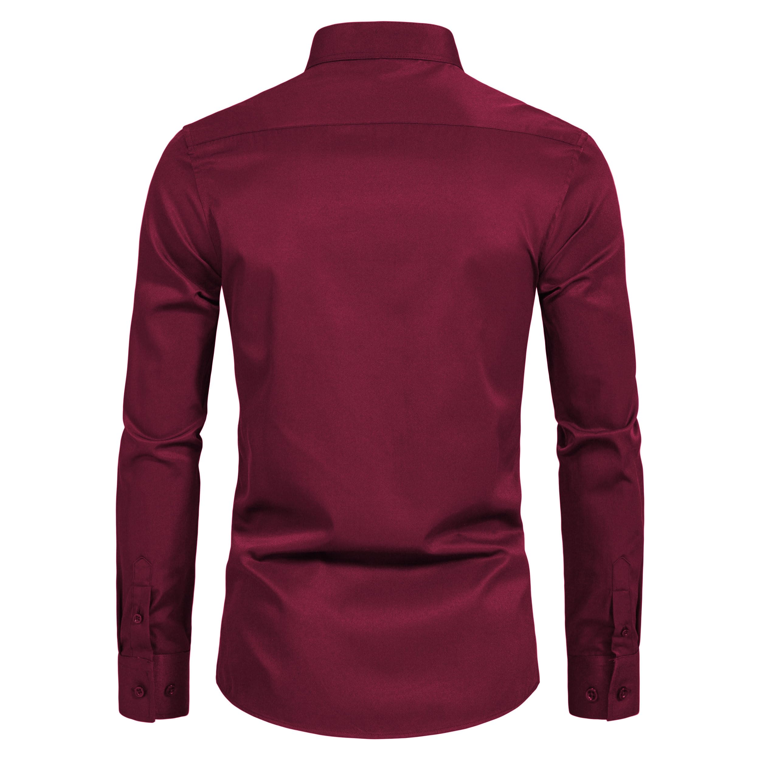 Men’s Banded Collar(Mandarin Collar) Long Sleeve Casual Solid Fancy Dress Shirts