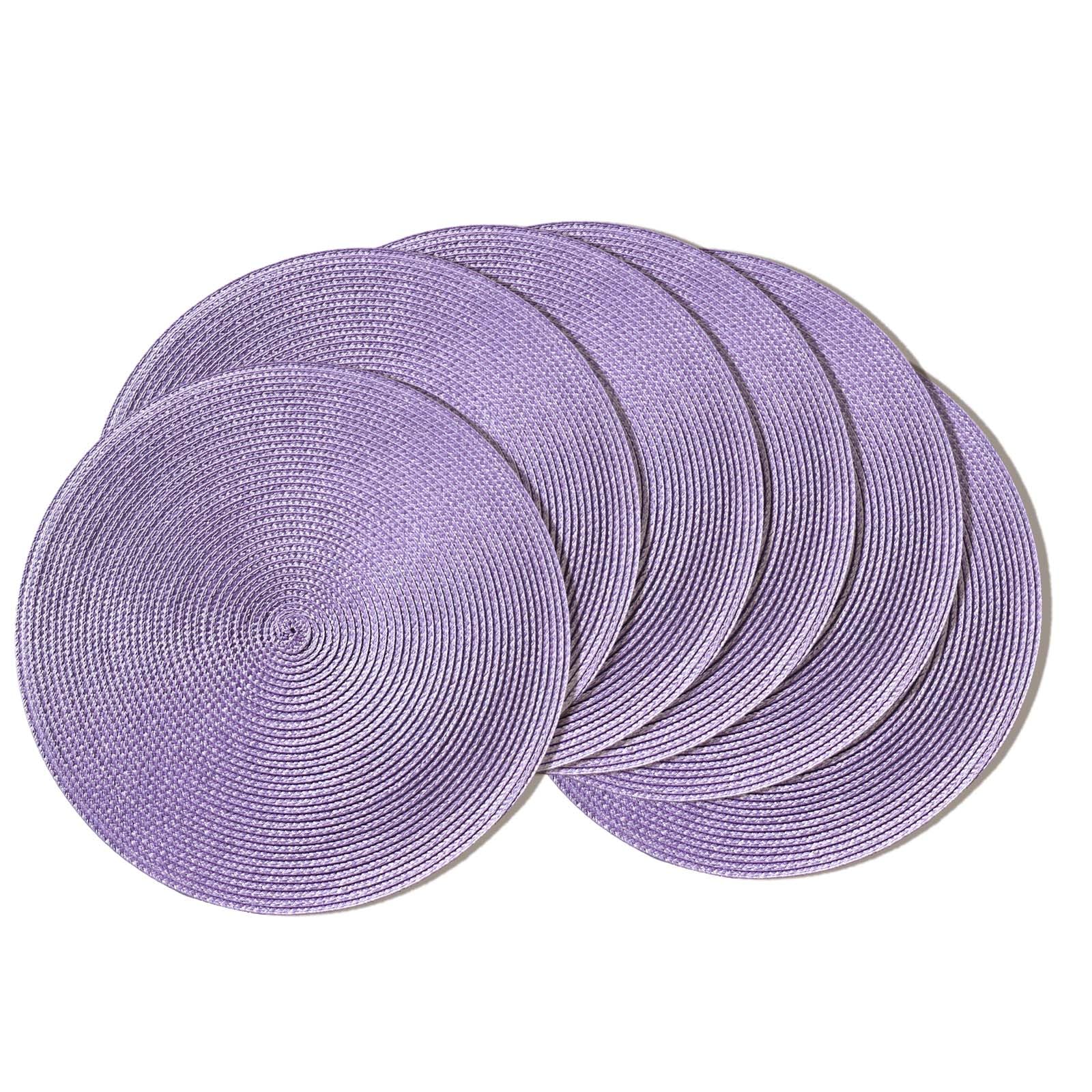 AHHFSMEI Round Placemats Set of 6 Heat Resistant Washable Non-Slip Woven Braided Table Mats for Dining Table Kitchen & Home Decor (Beige)