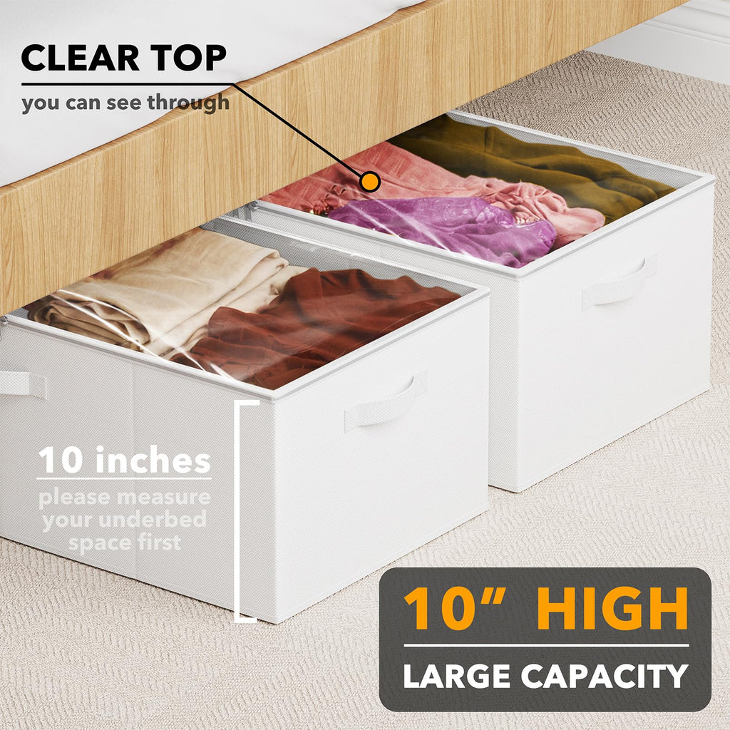 SpaceAid Paquete de 2 Contenedores de Almacenamiento Debajo de la Cama de 10" de Alto, Organizadores Grandes de Almacenamiento Debajo de la Cama con Tapas para Dormitorio, Residencia Estudiantil, Ropa