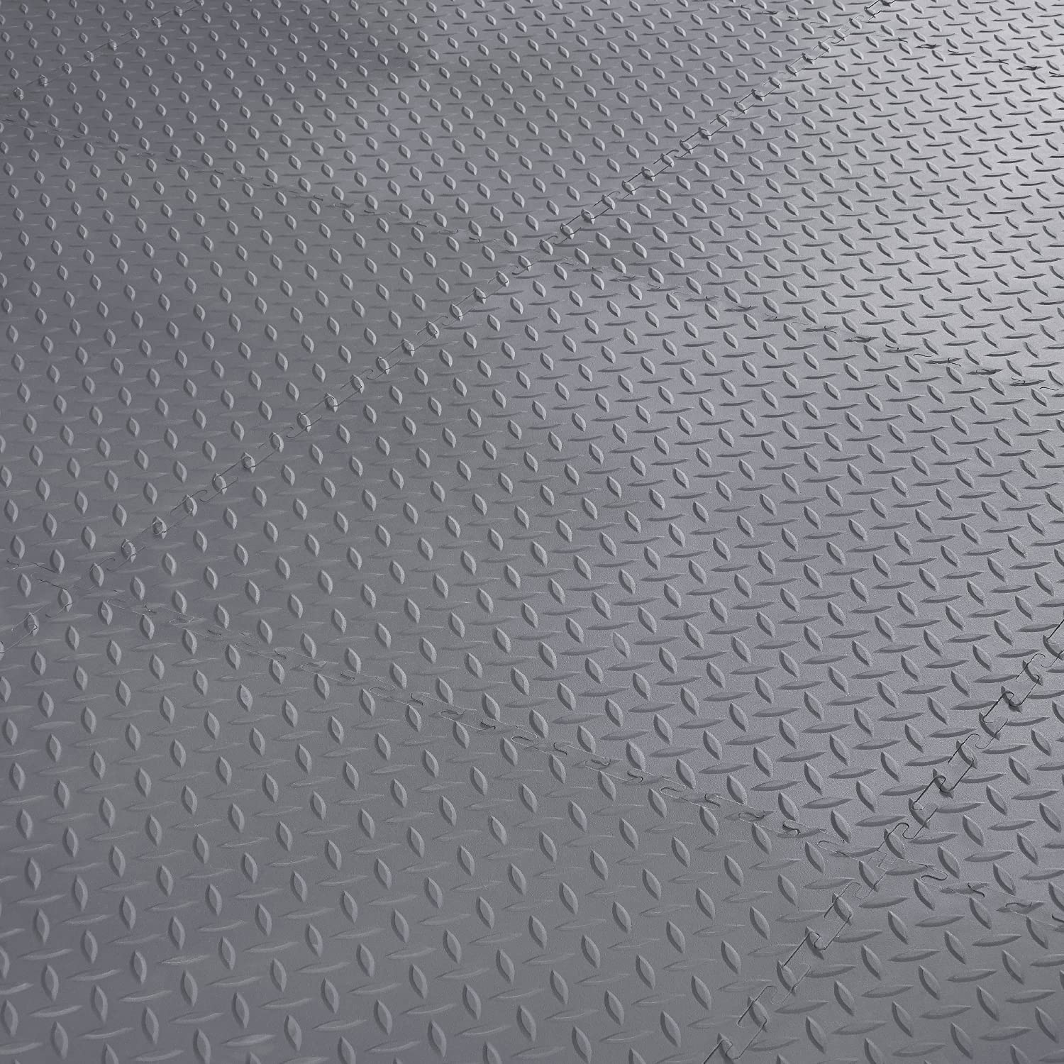 VersaTex Garage Floor 18 x 18 inch Square Rubber Diamond Plate Interlocking Floor Tiles for Home Gym, Garage Flooring, Trade Show Flooring, Basement Tiles, 24 Pack (Black)