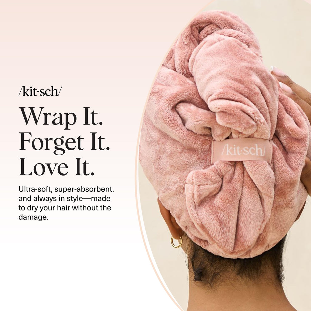 Kitsch Plush Microfiber Hair Towel Wrap for Women – Ultra Absorbent Microfiber Bath Towels for Wet, Curly, Long or Short Hair – Anti-Frizz Hair Wrap, Great Hair Care Gifts for Women