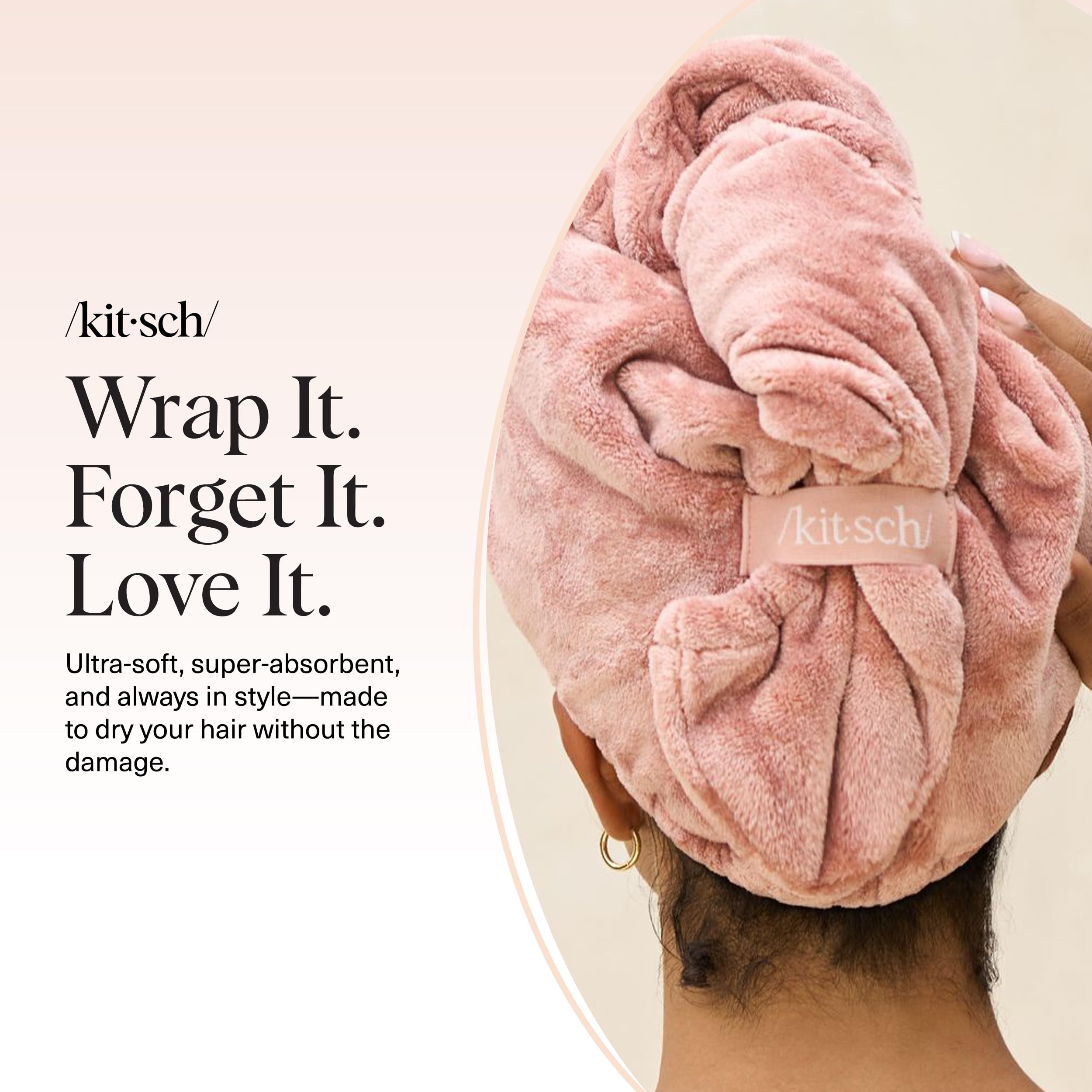 Kitsch Plush Microfiber Hair Towel Wrap for Women – Ultra Absorbent Microfiber Bath Towels for Wet, Curly, Long or Short Hair – Anti-Frizz Hair Wrap, Great Hair Care Gifts for Women