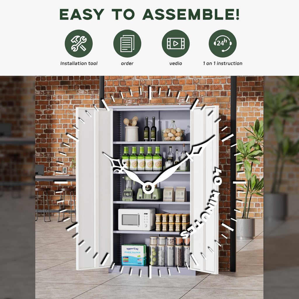 Greenvelly Metal Storage Cabinet, 36" Locking Storage Cabinet with Doors and Shelves, Lockable Storage Cabinets for Home Office, Utility Locker Cabinet, Steel Garage Cabinet with 2 Keys, Black