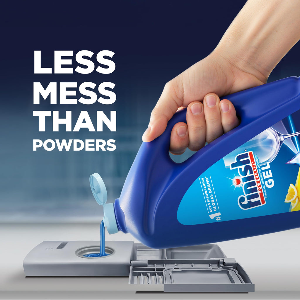 Finish Gel Liquid Dishwasher Detergent, Advanced Deep Cleaning Power Dish Soap, Fights Tough Stains, Dishwasher Soap, Plastic-Free & Septic Safe Dish Detergent, Lemon Scent, 75oz
