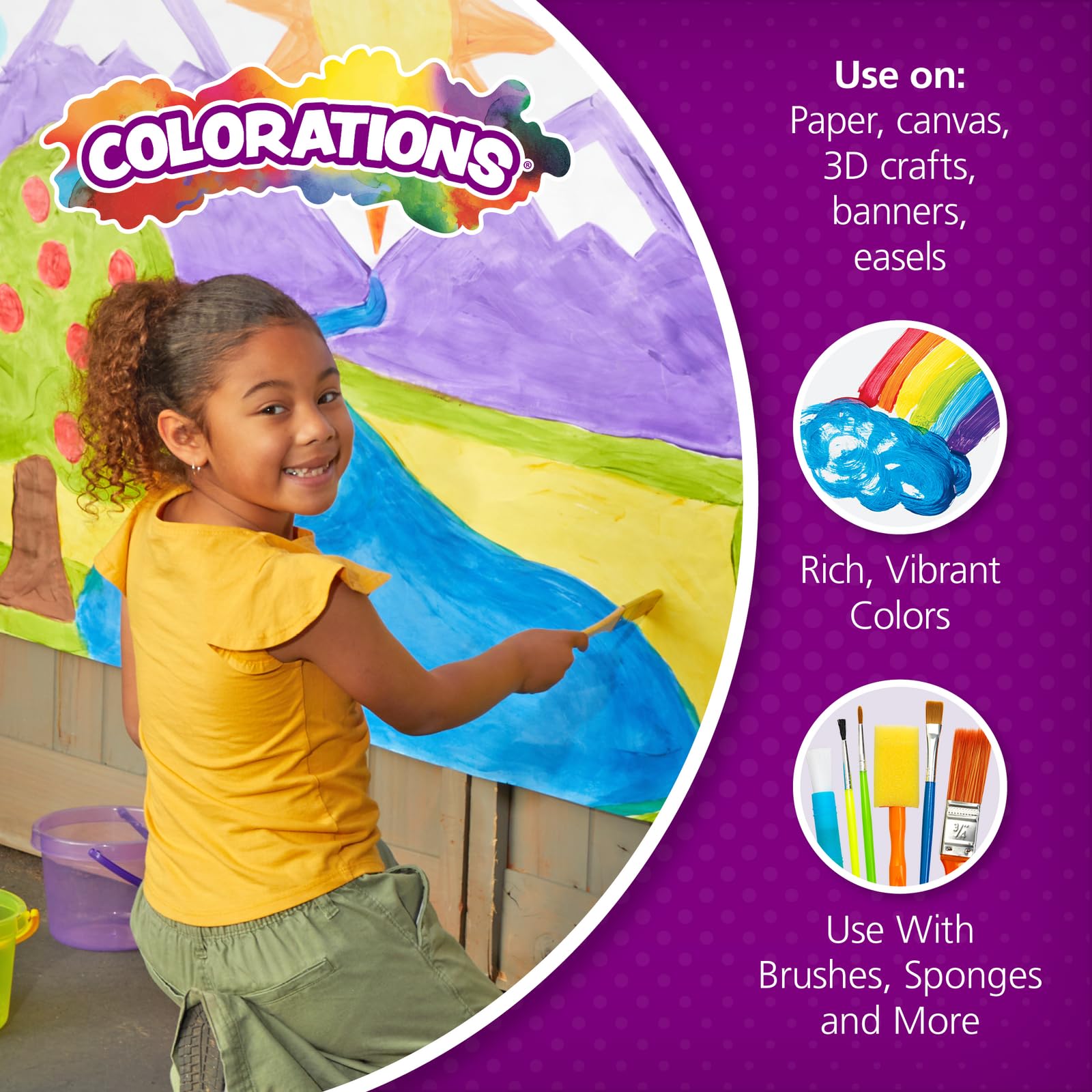Colorations Paraben-Free Glitter Liquid Watercolor Paint, Set of 8 Vibrant Colors, 8 fl oz, Non-Toxic and Made in The USA