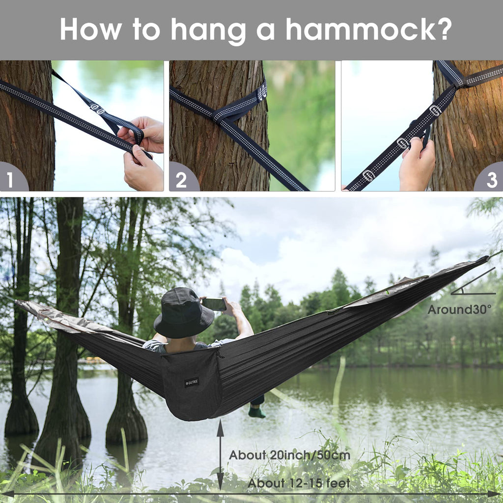 G4Free Large Camping Hammock with Mosquito Net and Rain Fly- 2 Person Portable Hammock with Bug Net and Tent Tarp for Outdoor Hiking Camping Backpacking Travel