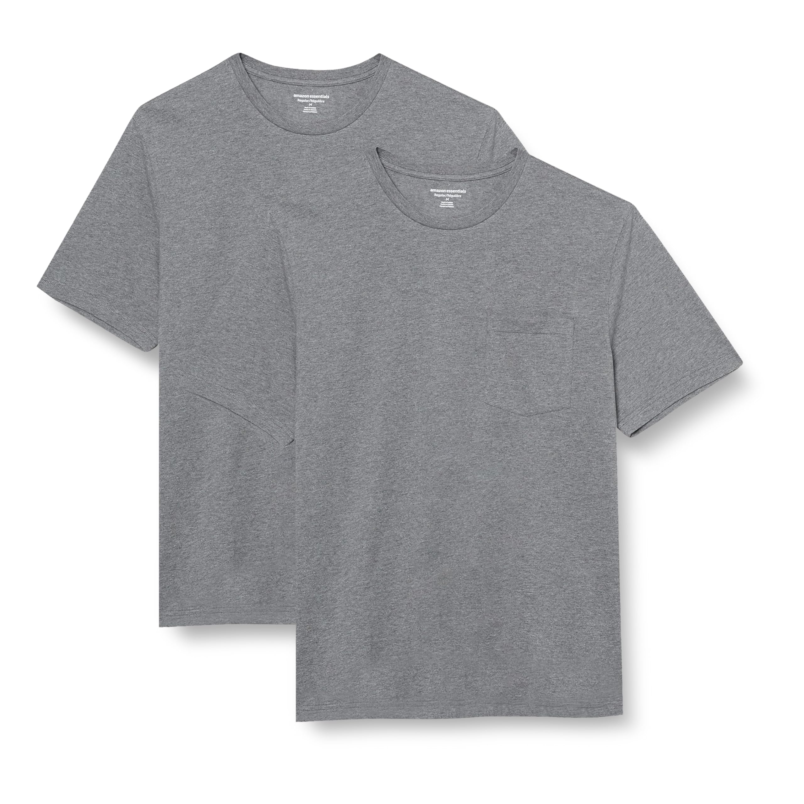 Amazon Essentials Men's Short-Sleeve Crewneck Pocket T-Shirts, Pack of 2