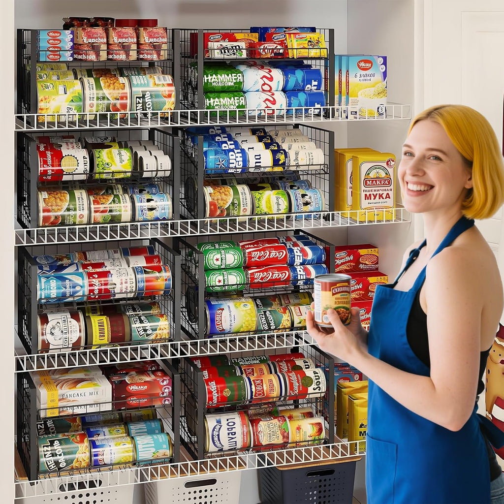 JKsmart 3-Tier Stackable Can Rack Organizer for Pantry, Adjustable Can Storage Holder for Various Ounces of Canned food Soda Drinks, Can Dispenser for Kitchen Cupboard Cabinet, 2 Pack