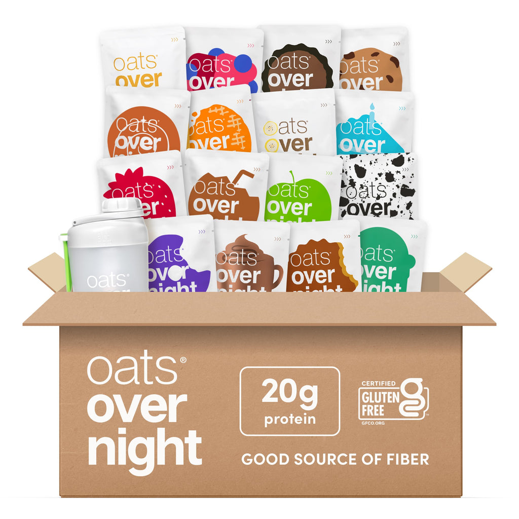 Oats Overnight Ultimate Variety Pack - High Protein, 5g Fiber Breakfast Protein Shake - Gluten Free Oatmeal, Non GMO High Protein Oatmeal - Green Apple Cinnamon, Coconut Cream Pie & More (16 Pack)