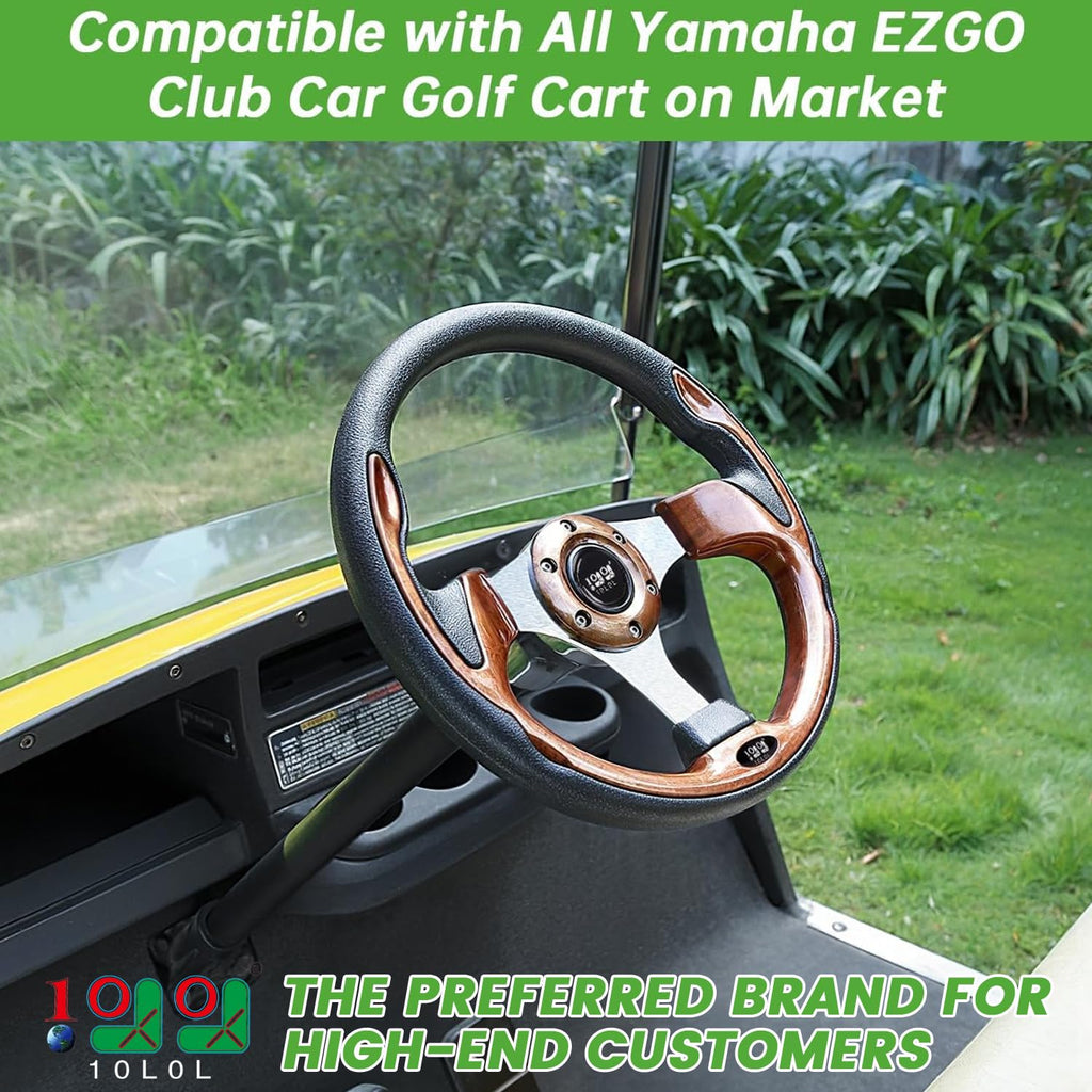 10L0L Golf Cart Steering Wheel, 13' Universal Fit for EZGO TXT/RXV, Club Car DS/Precedent, Yamaha G2-G29 (Carbon Black)