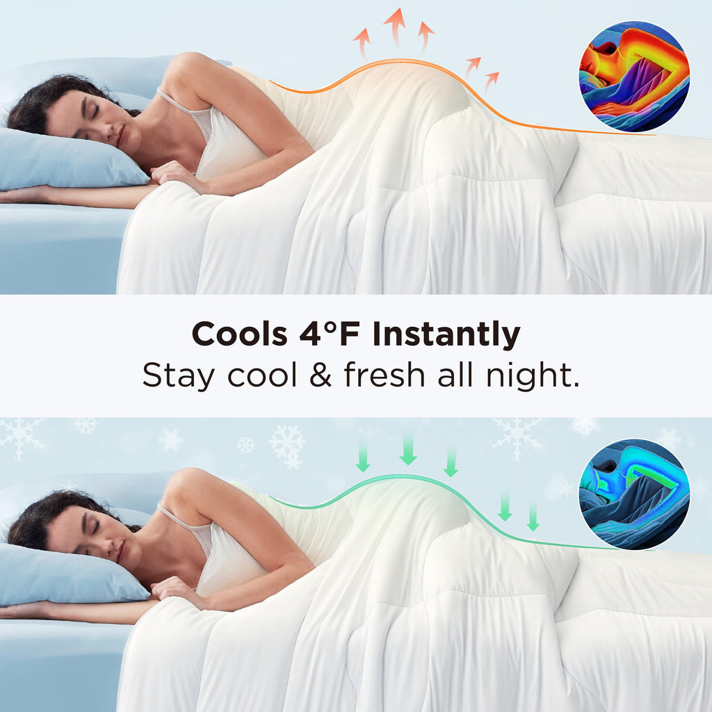 Bedsure Cooling Comforter King Size - Cooling Blankets for Hot Sleepers, Lightweight Comforter for Summer with Dual-Sided Cool Tech, Soft Breathable Cold Blanket for Sleeping, Grey, 102x90 Inches