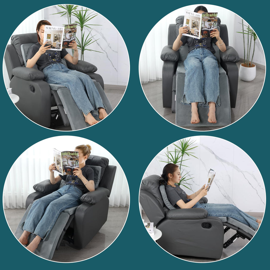 HOMBYS 3-in-1 Recliner Seat Cushion with Lumbar Support Pillow & Footrest, Multi-Functional Adjustable Height 2" to 6" for You to Choose, Non-Slip Foam Chair Cushion for Elderly, Black
