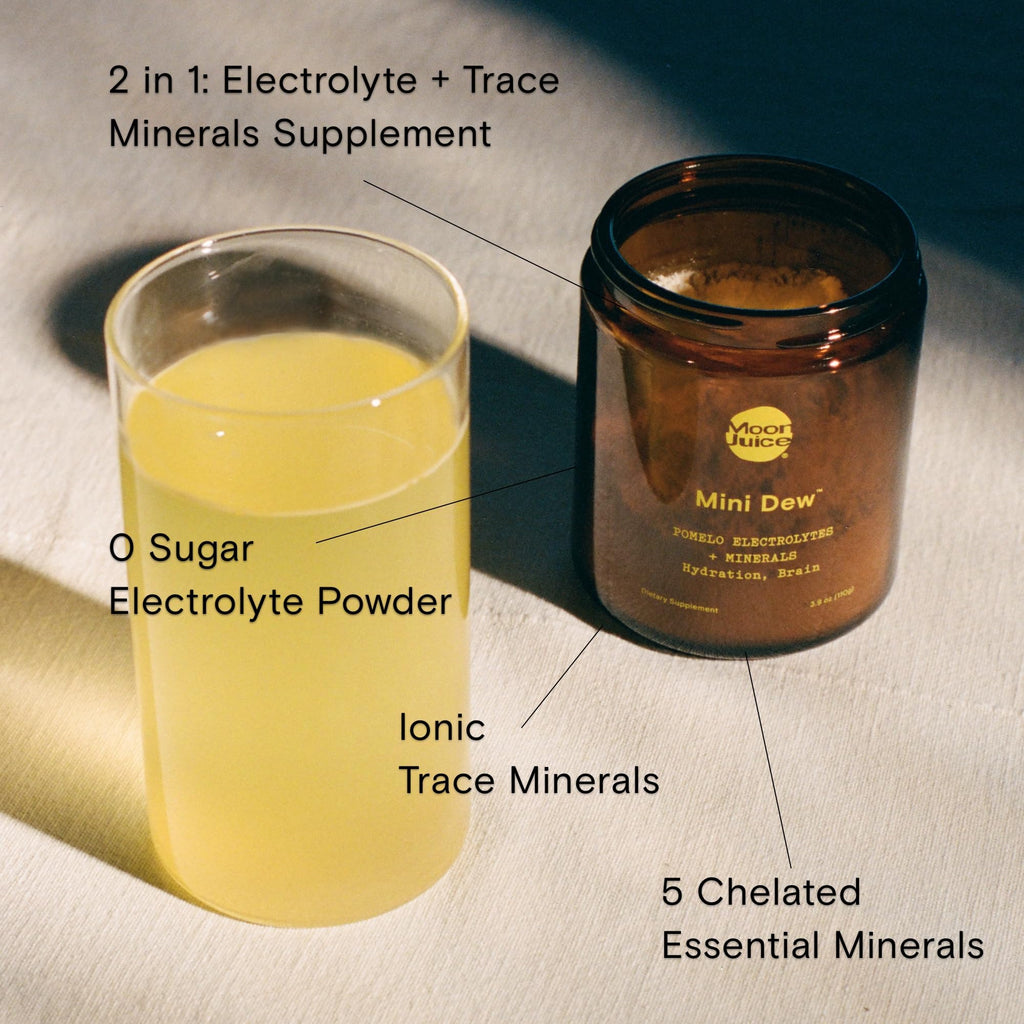 Moon Juice Mini Dew Electrolytes Powder - Sugar Free Minerals & Electrolyte Hydration Powder for Instant Hydration & Brain Support - Magnesium, Calcium, Potassium, Pink Salt, Pomelo, 30 Servings